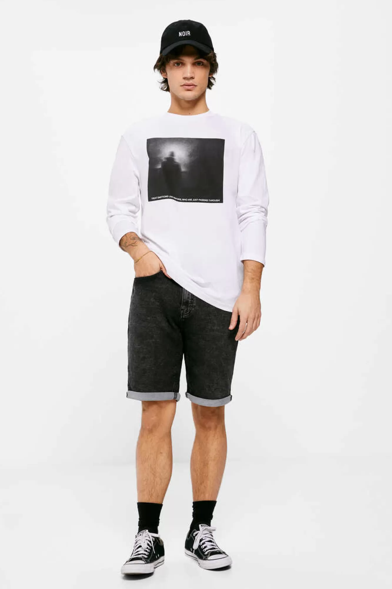 * Bermuda Em Knit Denim Preto-Lavado