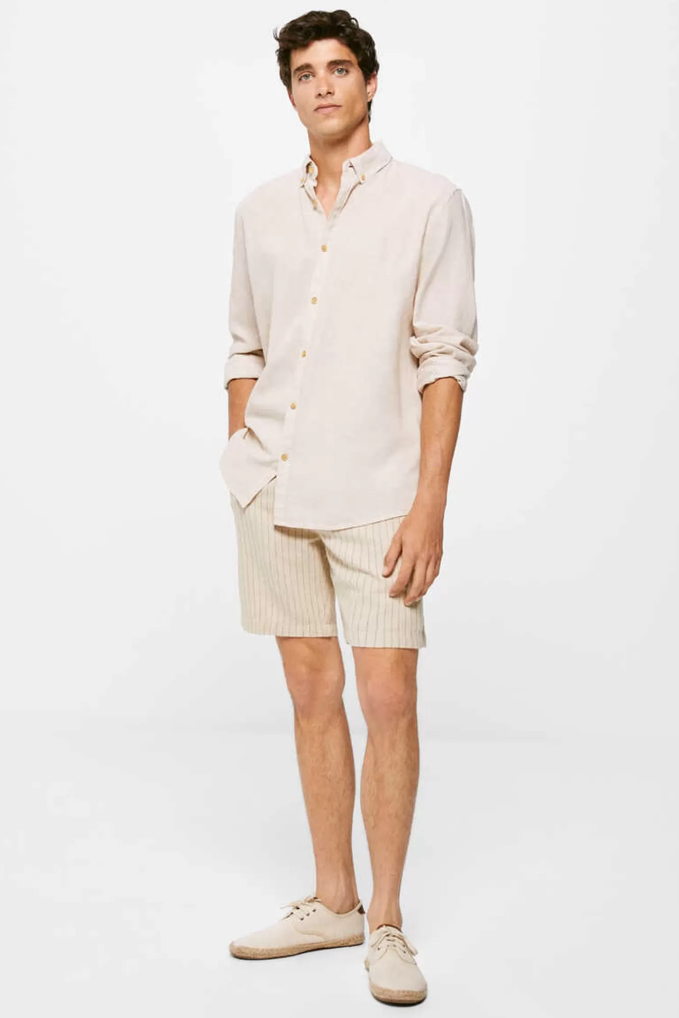 * Bermudas Linho Riscas