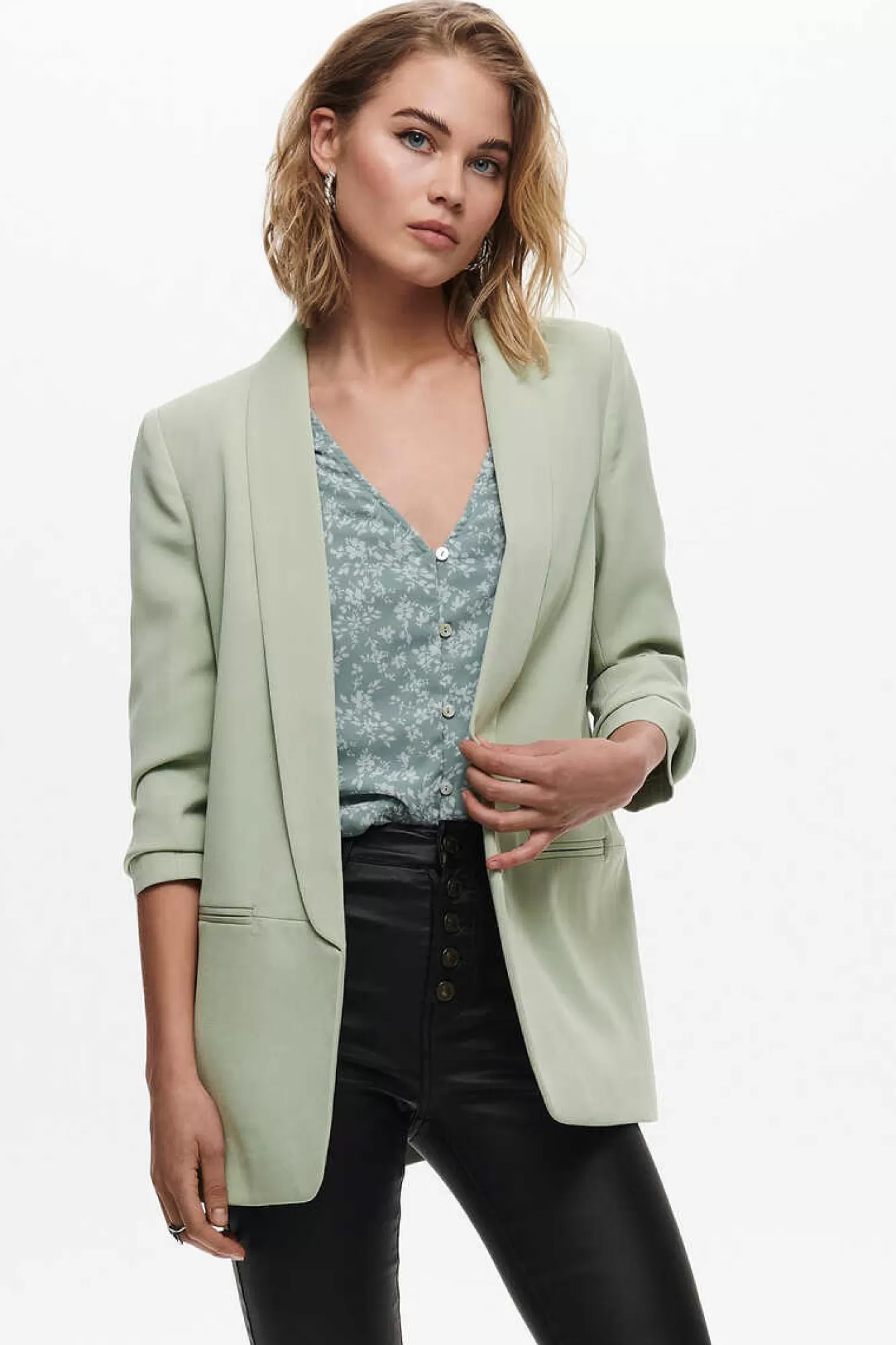 Only Blazer De Manga A 3/4 Com Lapelas