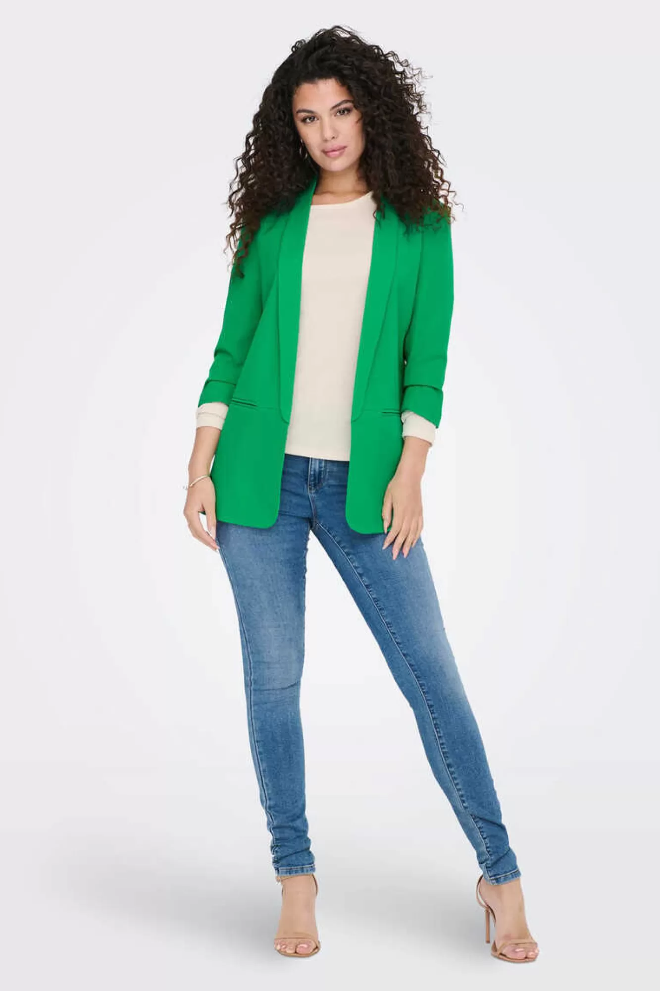 Only Blazer De Manga A 3/4 Com Lapelas