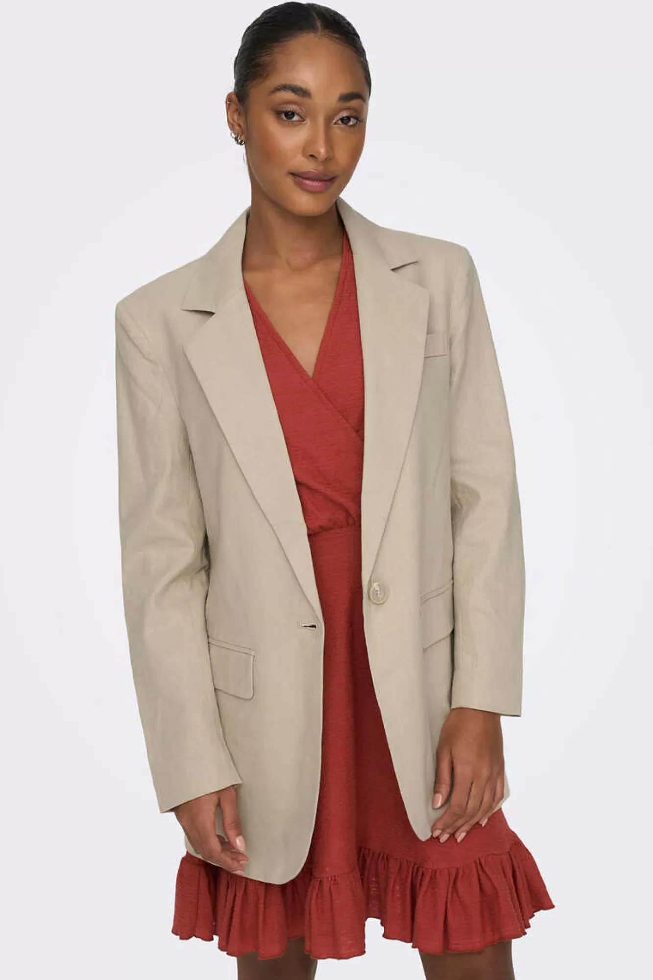 Only Blazer Oversized Com Linho