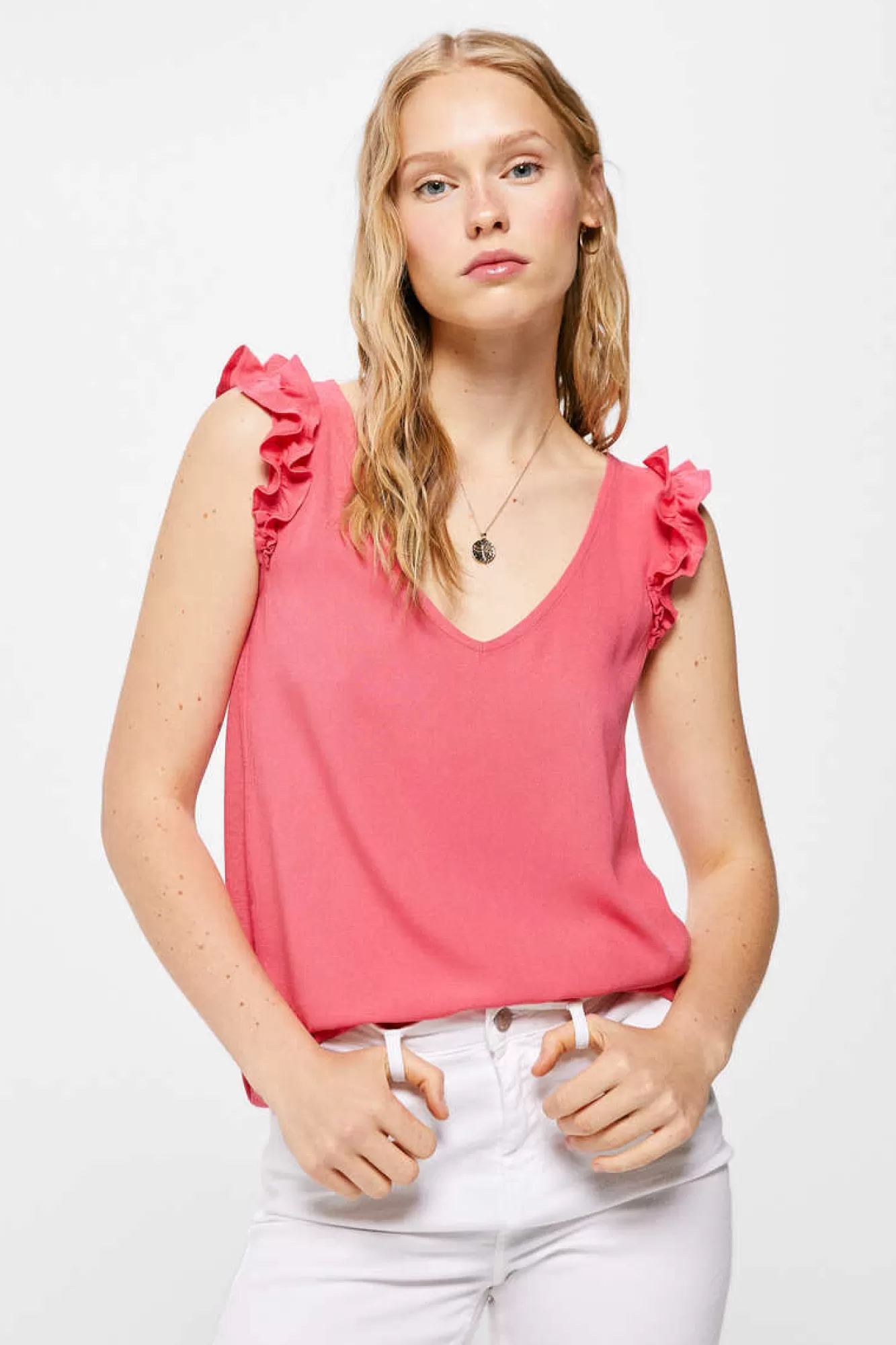 * Blusa Bimateria Alcas Folhos