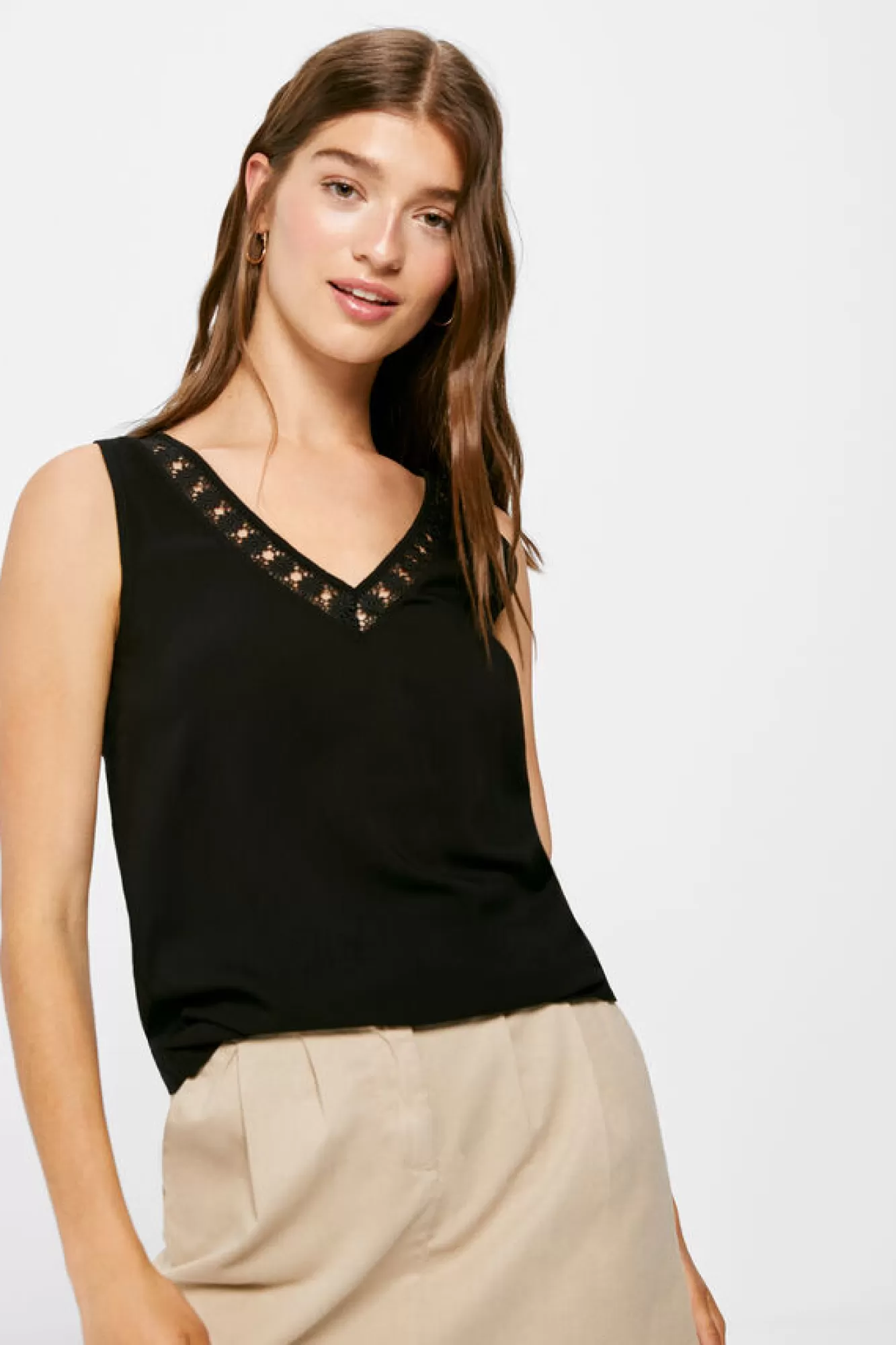 * Blusa Bimateria Decote Bico Lace