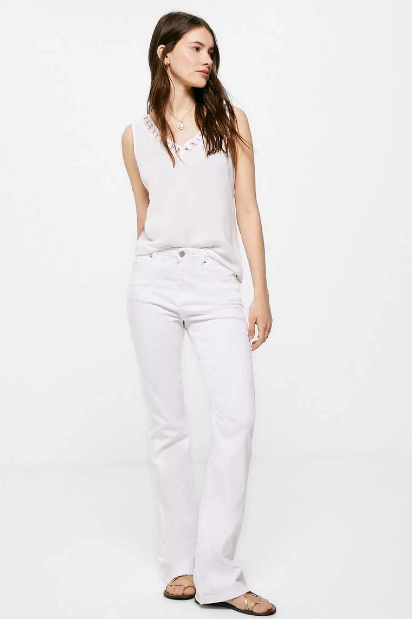 * Blusa Bimateria Decote Bico Lace