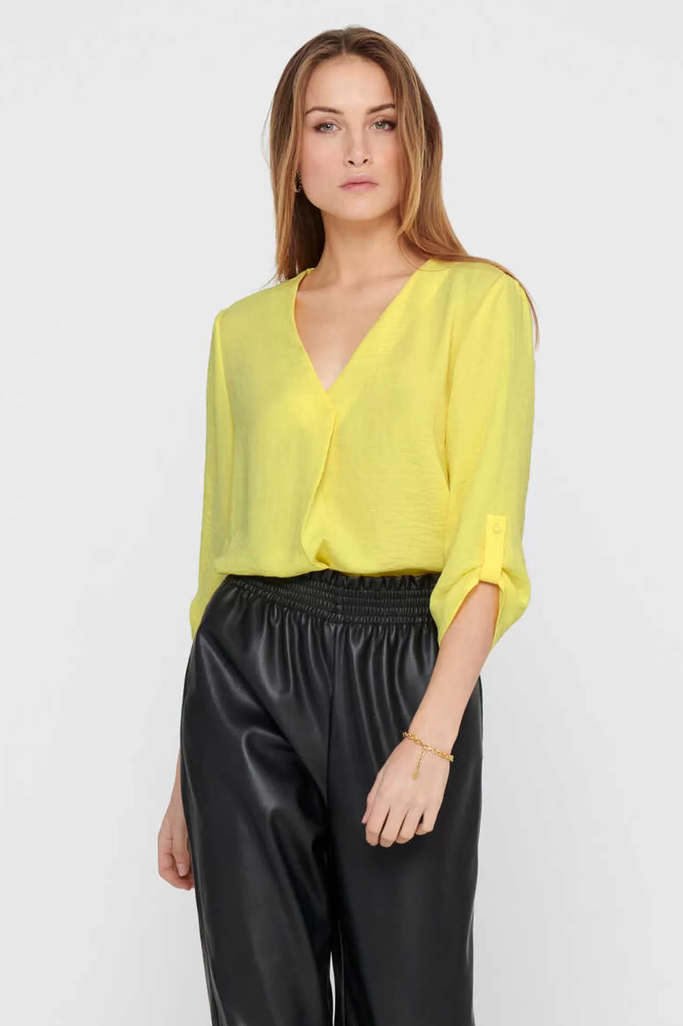 JDY Blusa Com Decote Em Bico E Manga 3/4