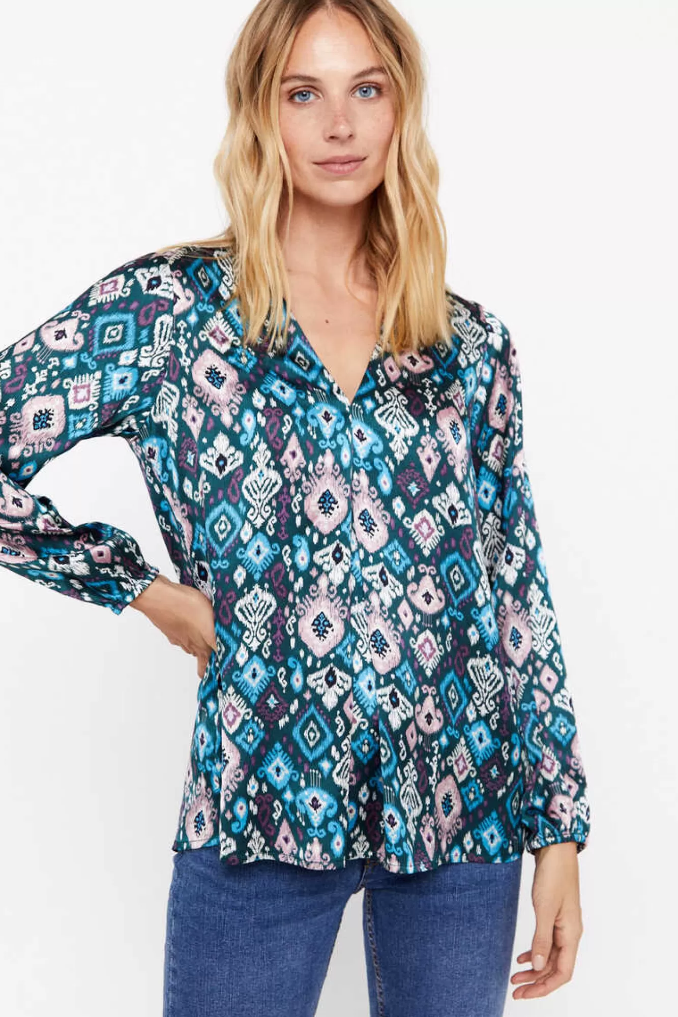 Cortefiel Blusa Comprida Acetinada