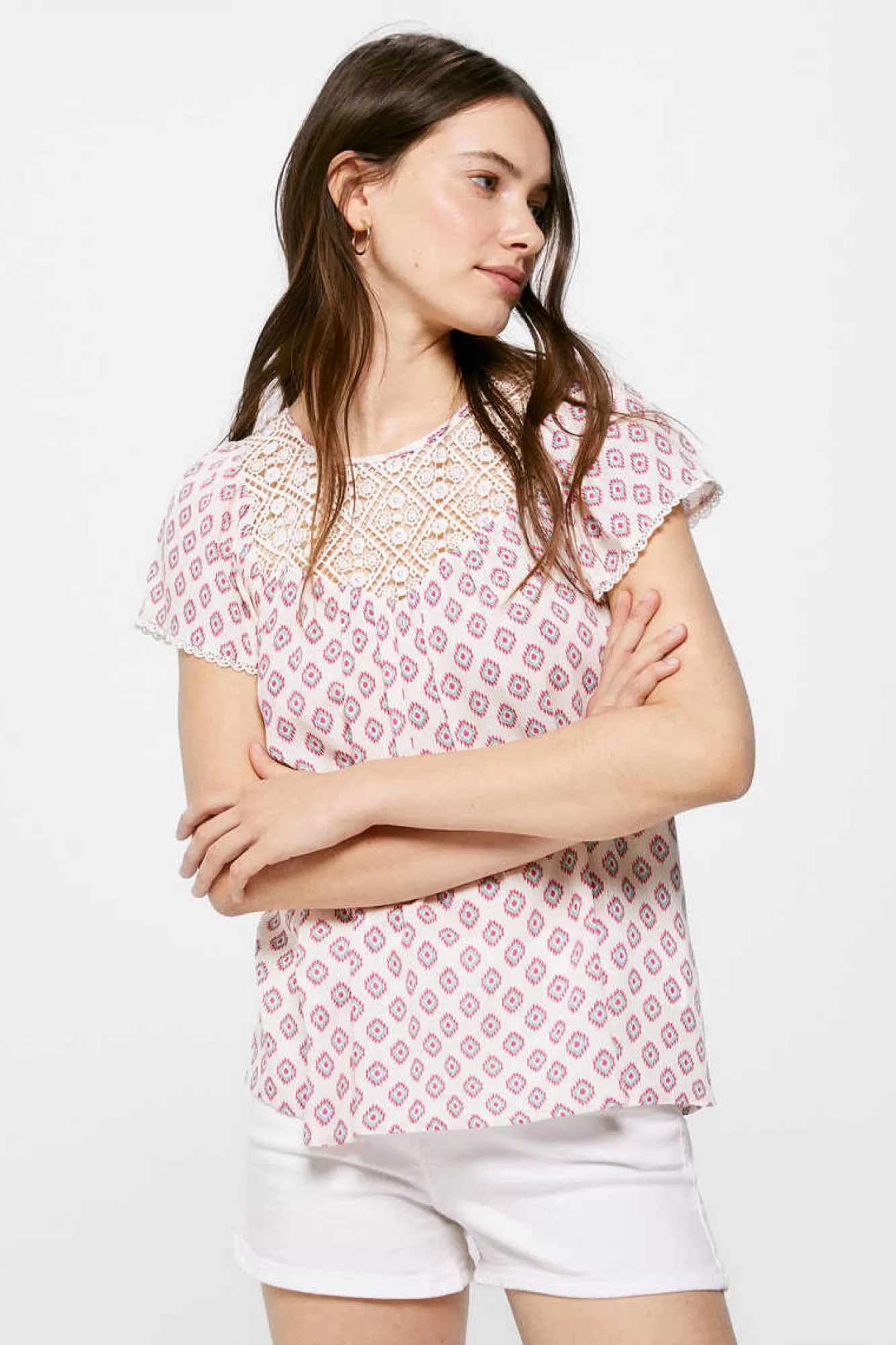 * Blusa Lace Cintado Estampado