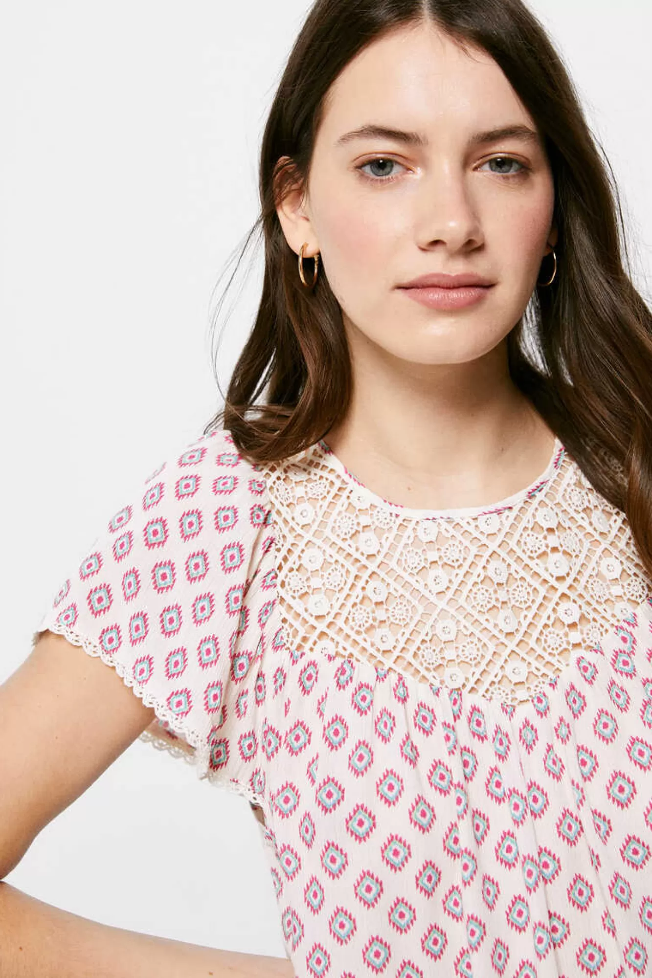 * Blusa Lace Cintado Estampado
