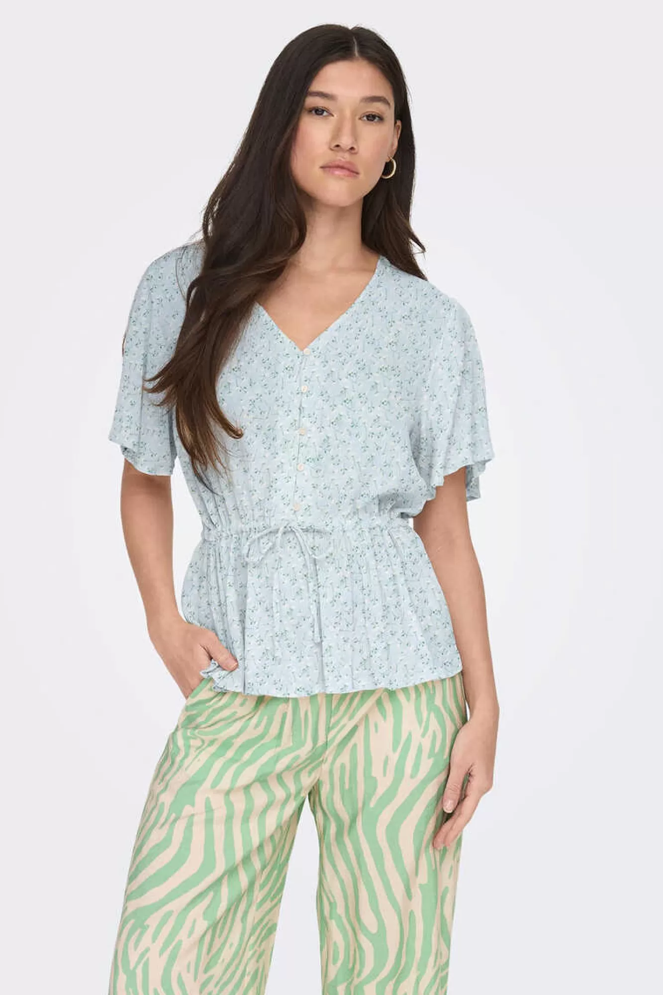 Only Blusa Manga Curta Botoes