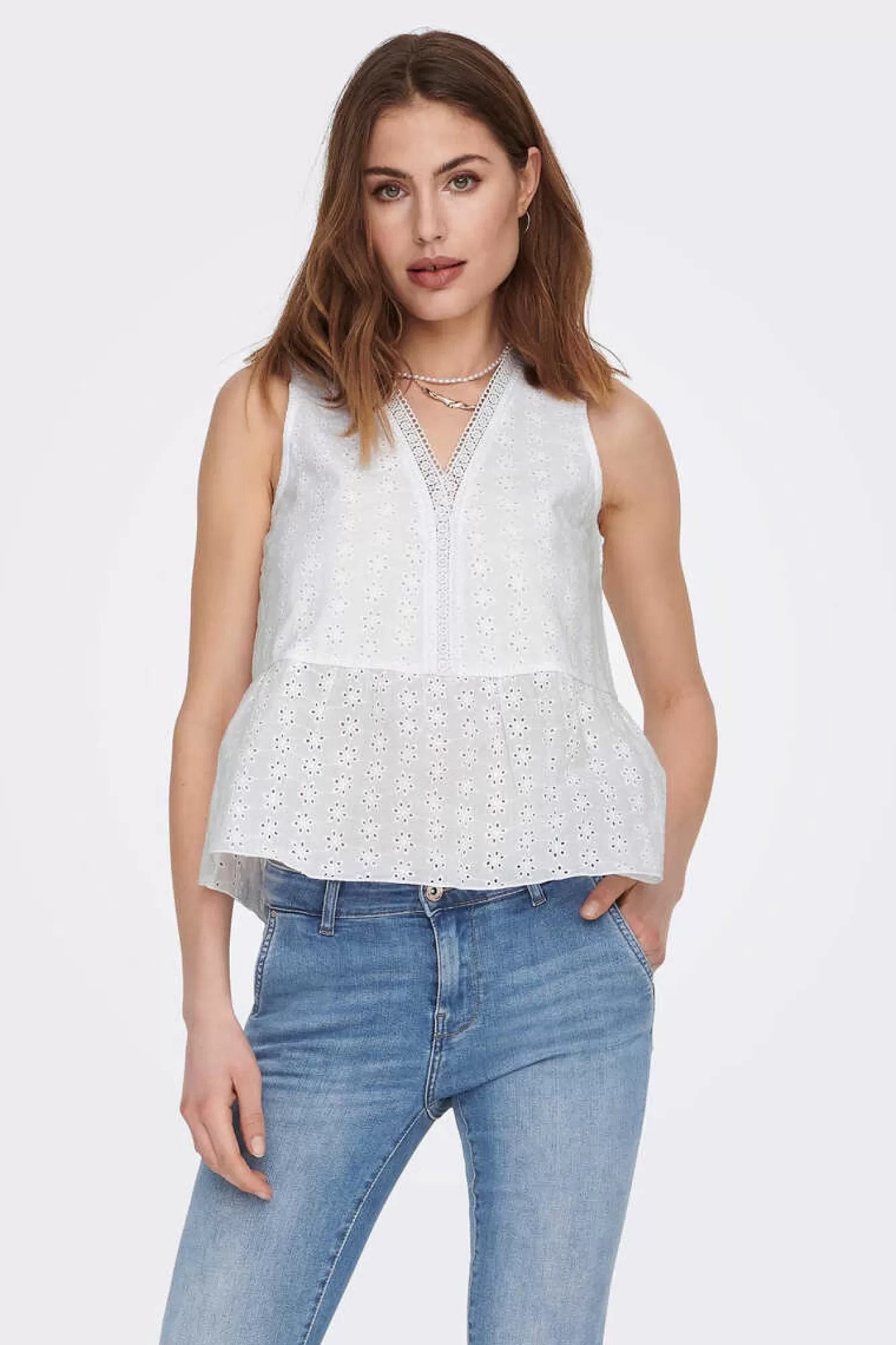 Only Blusa Sem Mangas Decote Em Bico