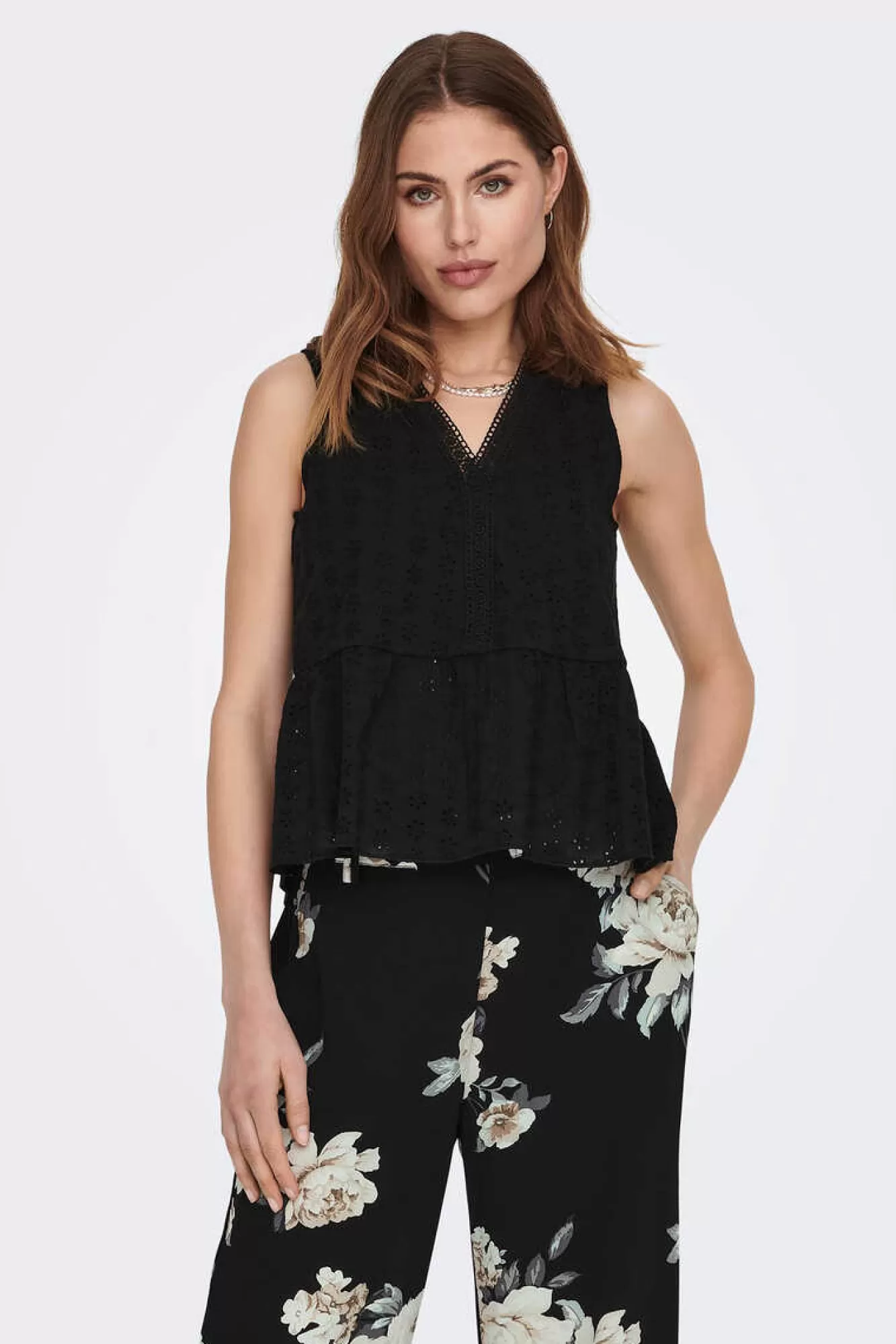 Only Blusa Sem Mangas Decote Em Bico