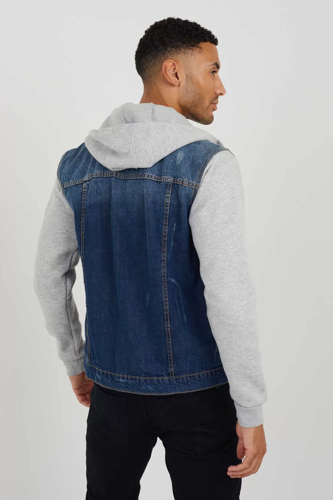 Brave Soul Blusao Denim Combinado Capuz