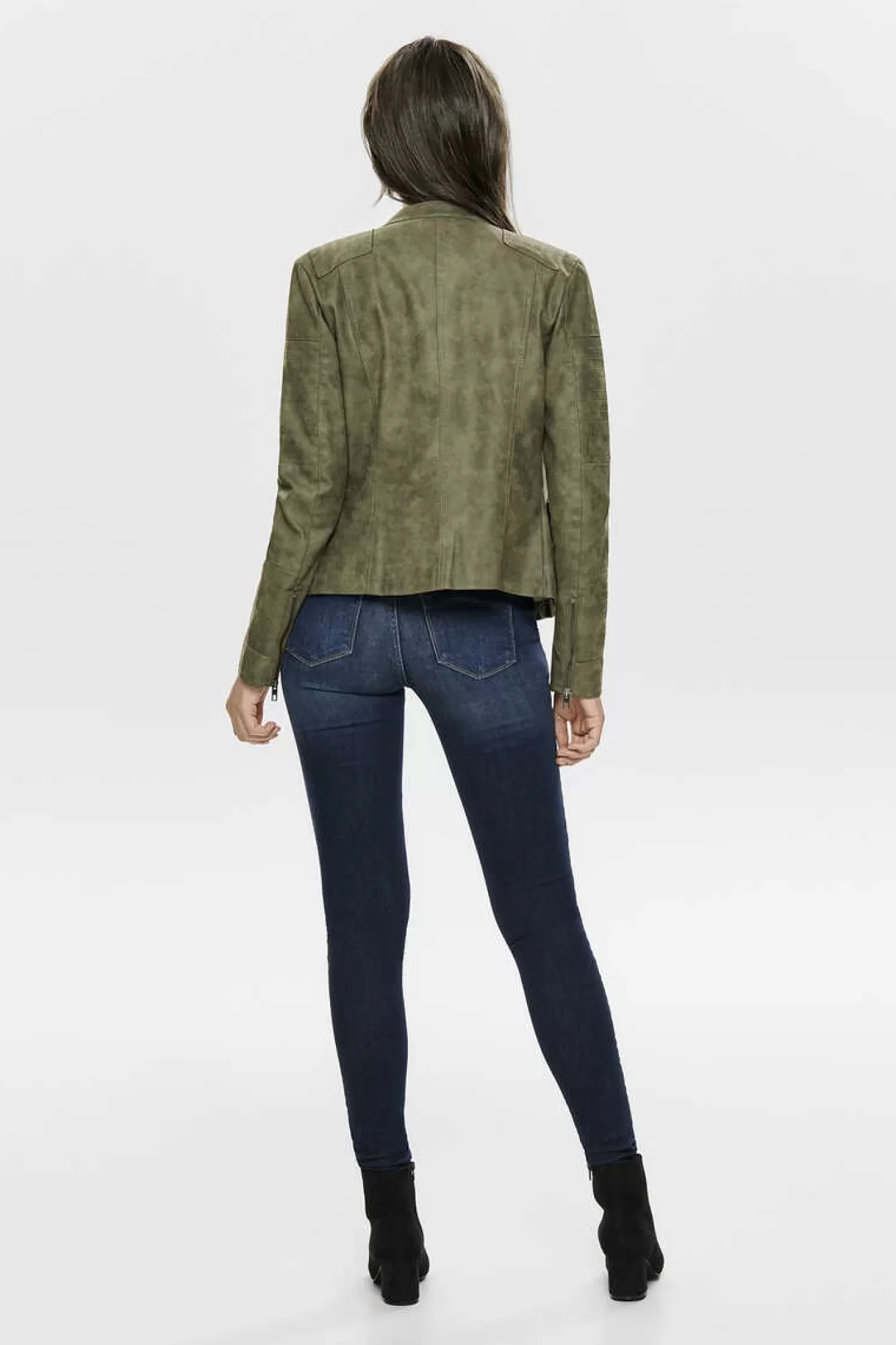 Only Blusao Estilo Biker Com Fecho-Eclair