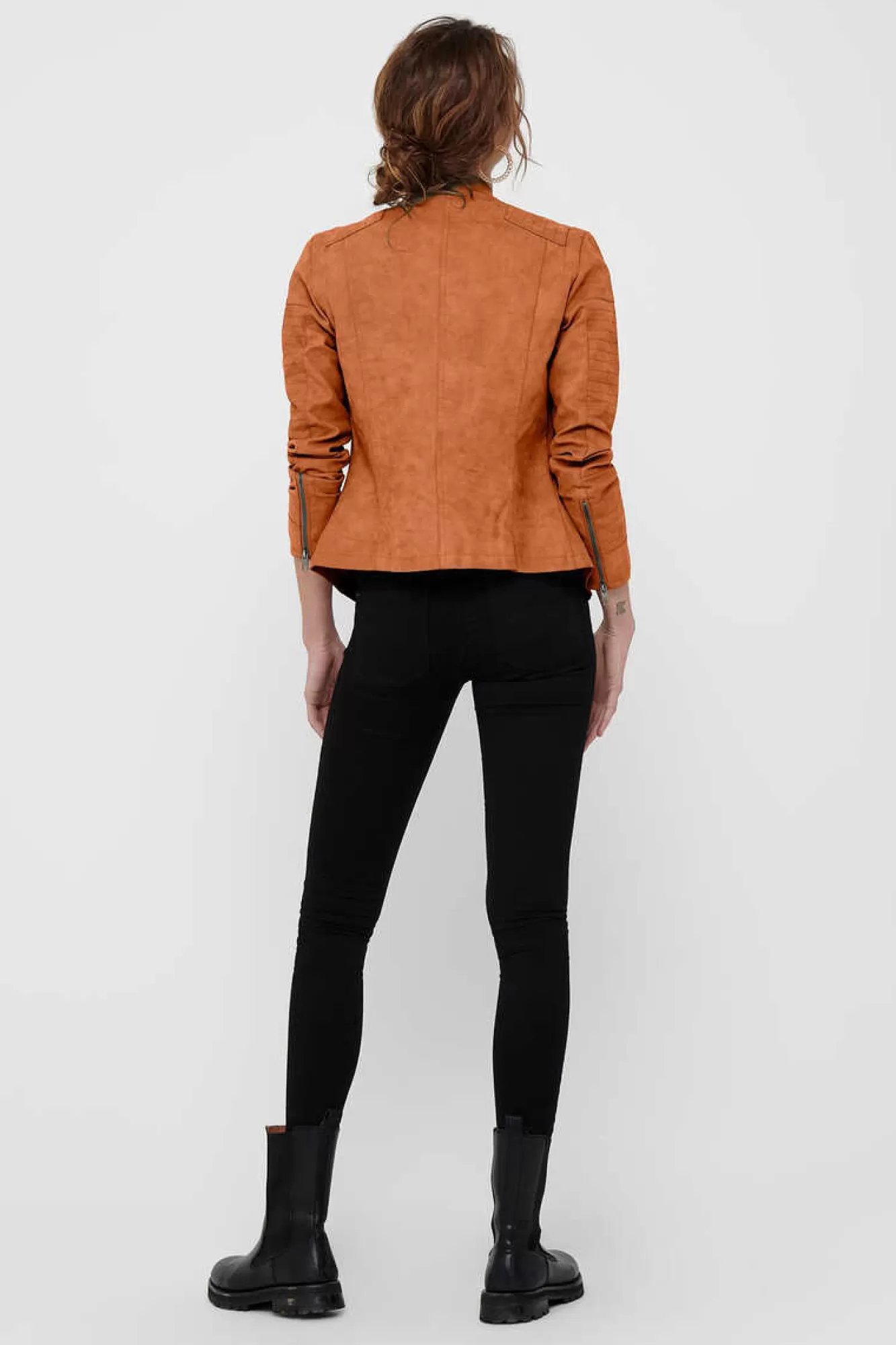 Only Blusao Estilo Biker Com Fecho-Eclair