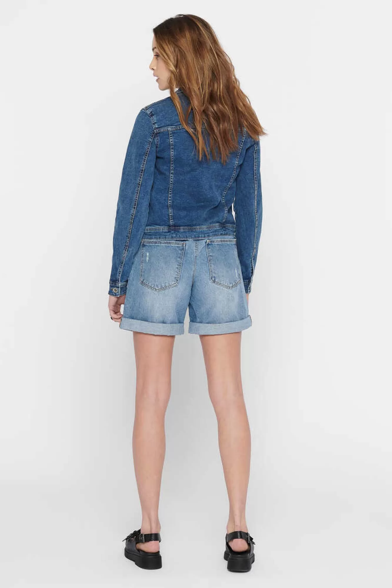 Only Blusao Jeans Em Azul