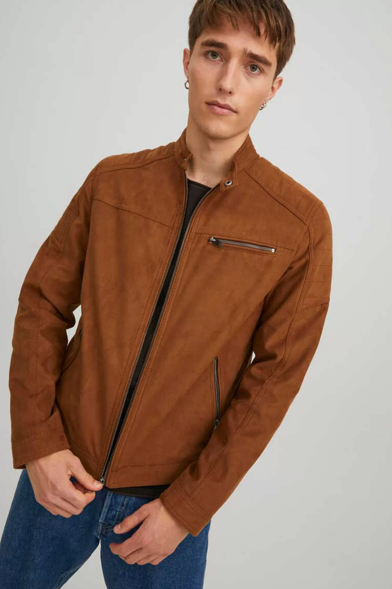Jack & Jones Blusao Motard Efeito Couro