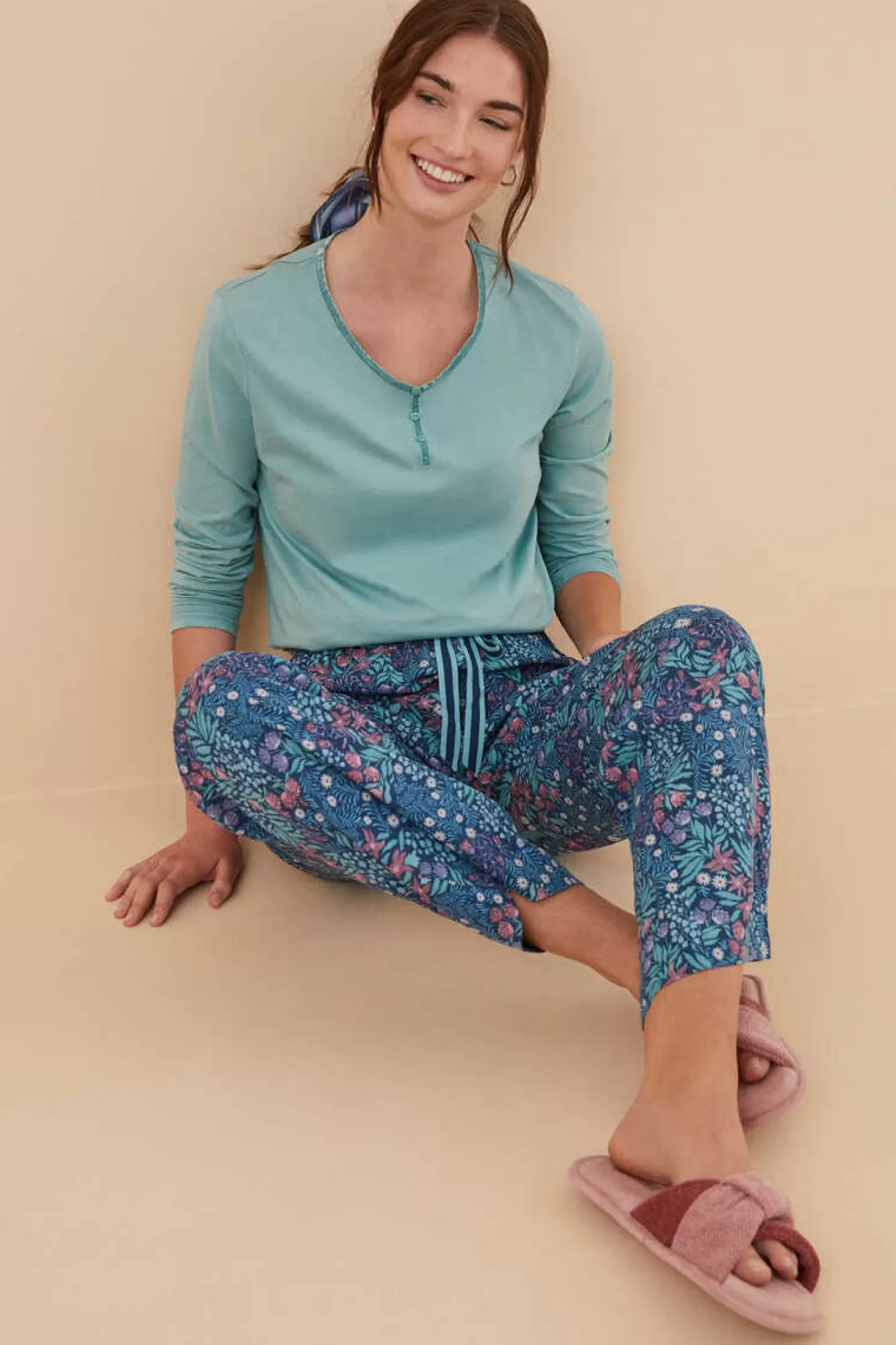 Women'secret Calças Com Estampado De Flores De Moniquilla Em