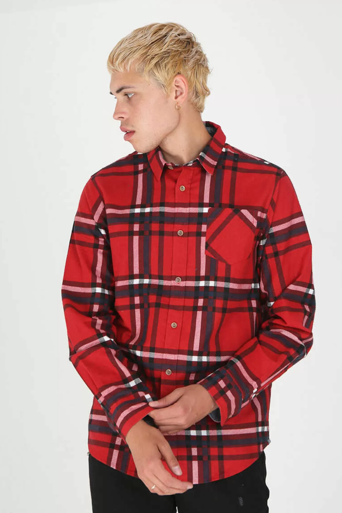 Brave Soul Camisa Aos Quadrados Com Bolso