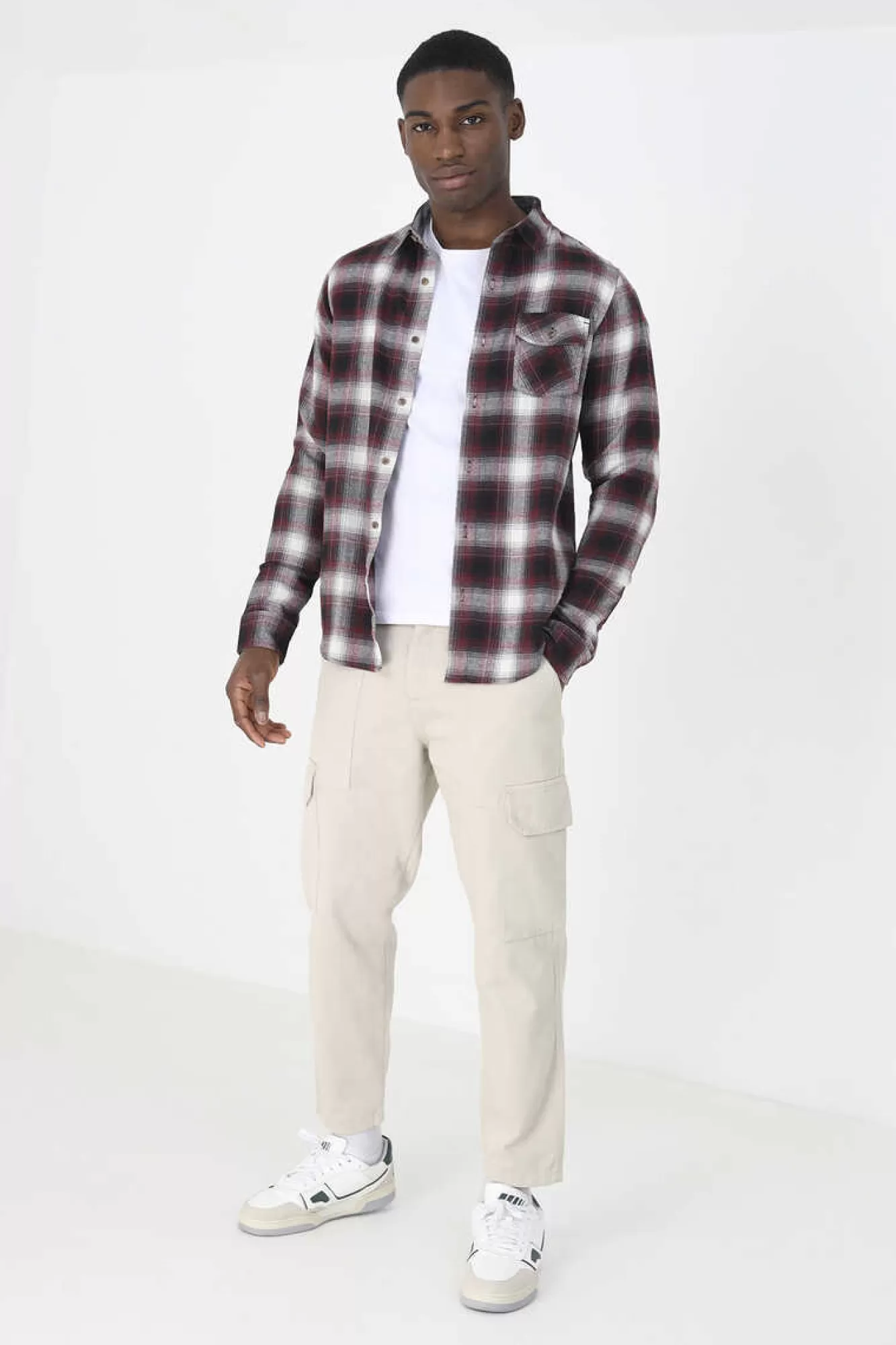 Brave Soul Camisa Aos Quadrados Com Bolso