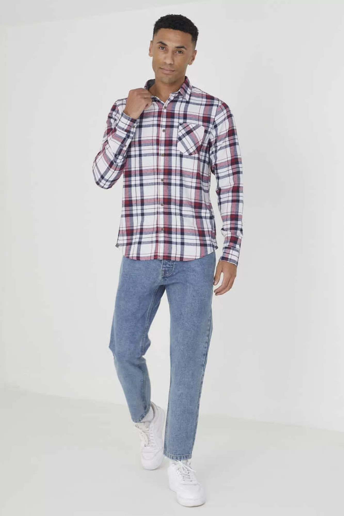 Brave Soul Camisa Aos Quadrados Com Bolso