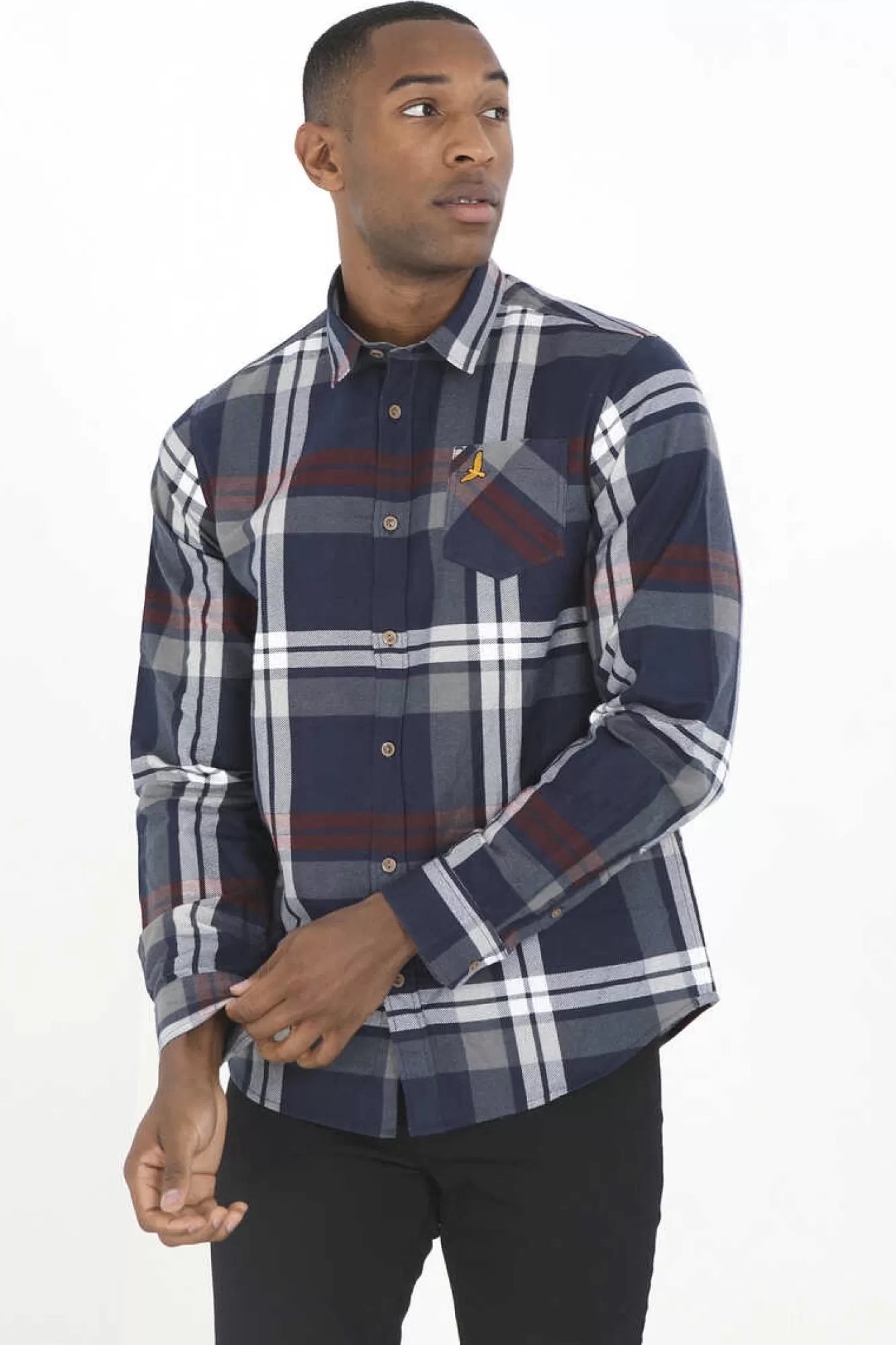 Brave Soul Camisa Aos Quadrados Com Bordado