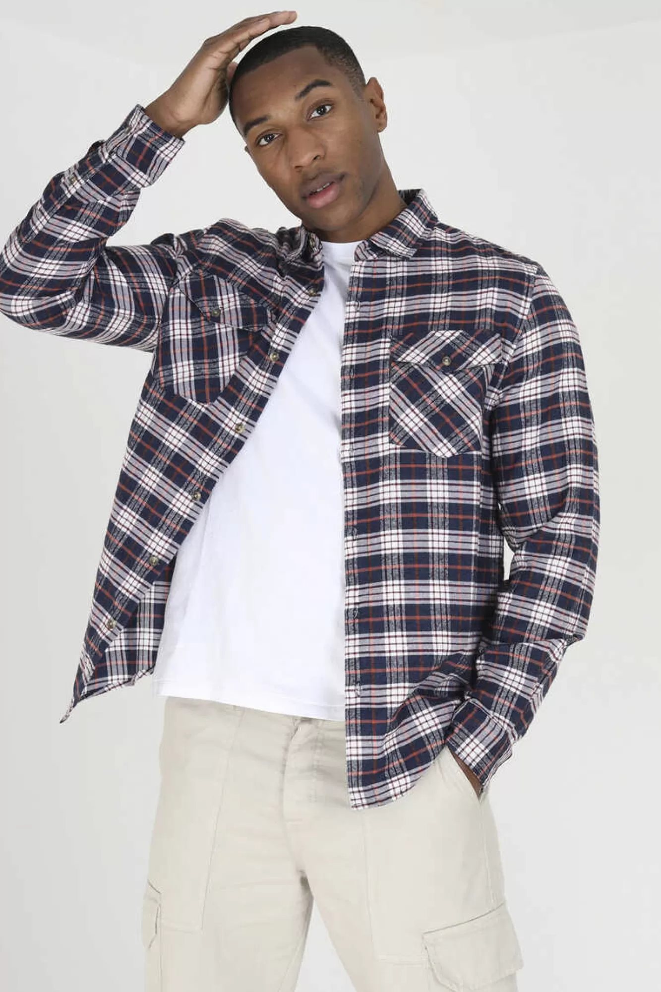 Brave Soul Camisa Aos Quadrados Com Dois Bolsos