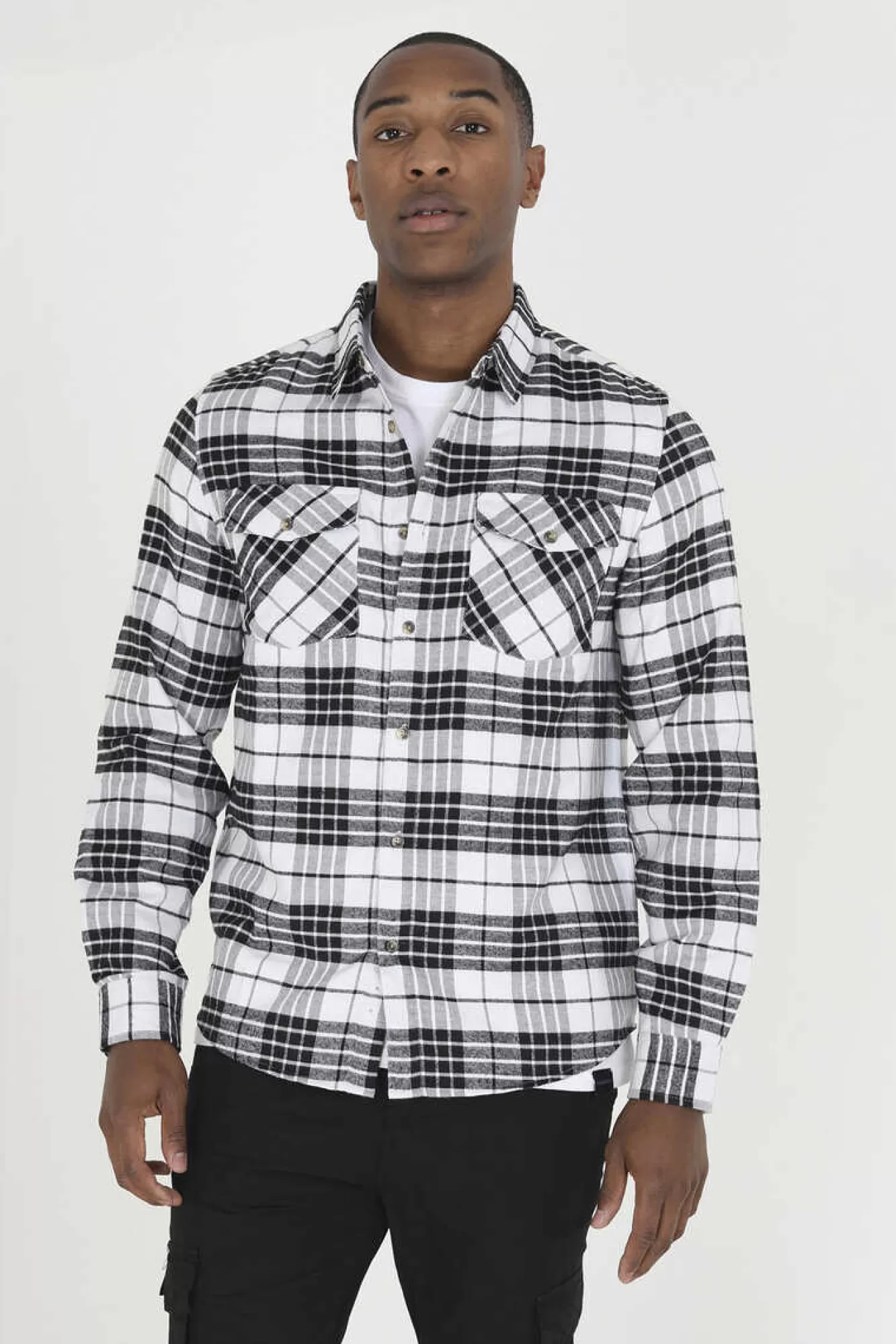 Brave Soul Camisa Aos Quadrados Com Dois Bolsos