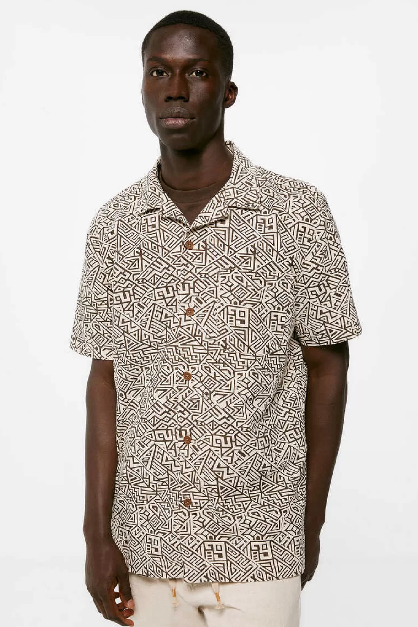 * Camisa De Linho Estampada