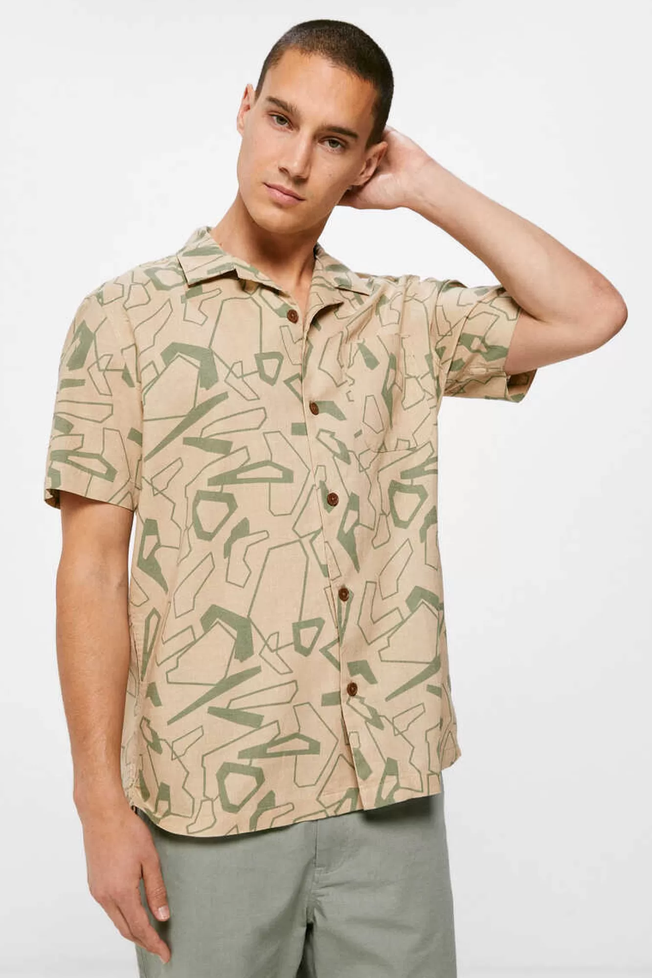 * Camisa De Linho Estampada