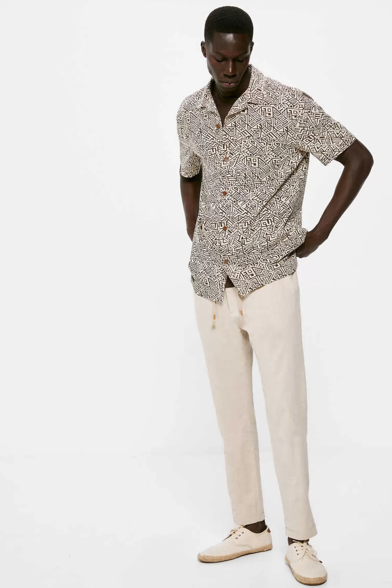 * Camisa De Linho Estampada