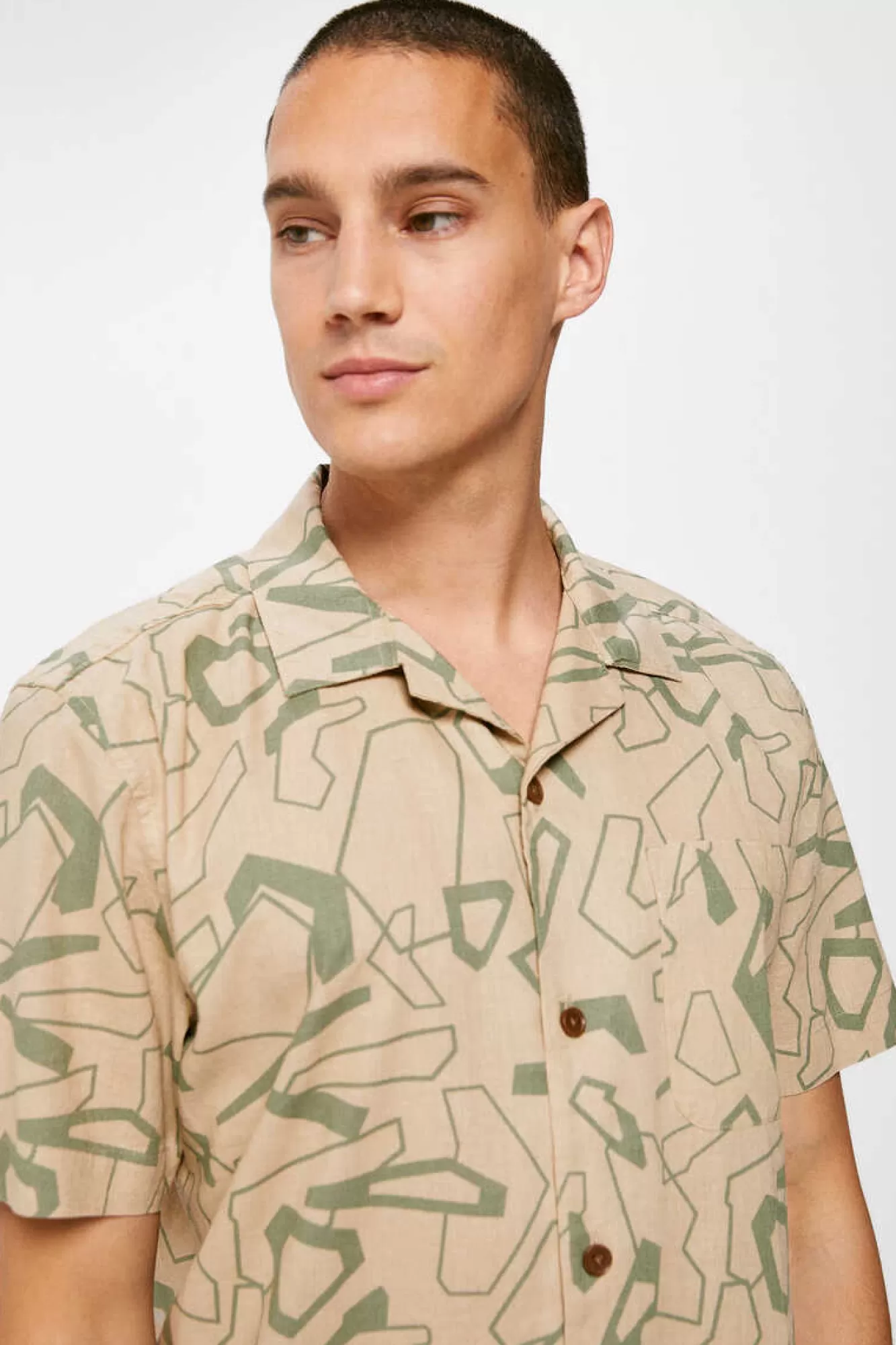 * Camisa De Linho Estampada