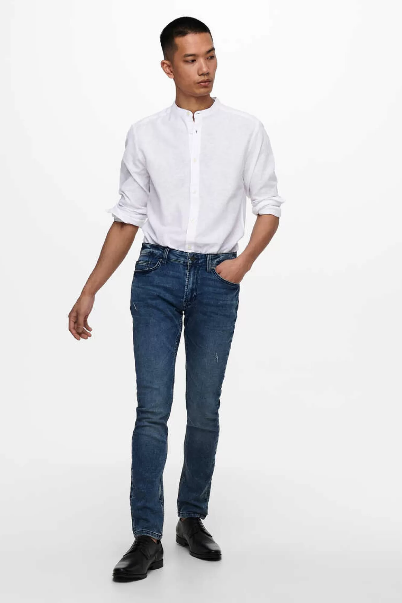 Only & Sons Camisa Linho Gola Mao