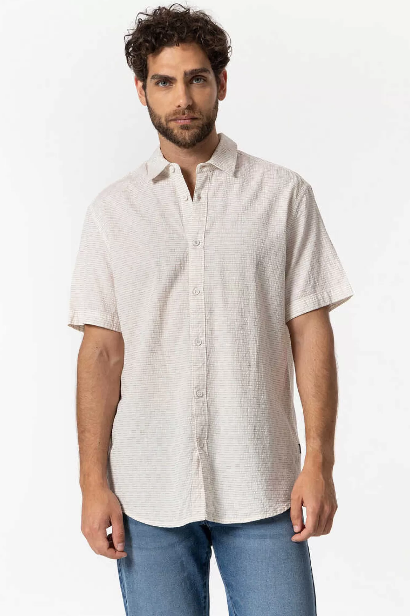Tiffosi Camisa Regular Fit Estrutura Dobby As Riscas