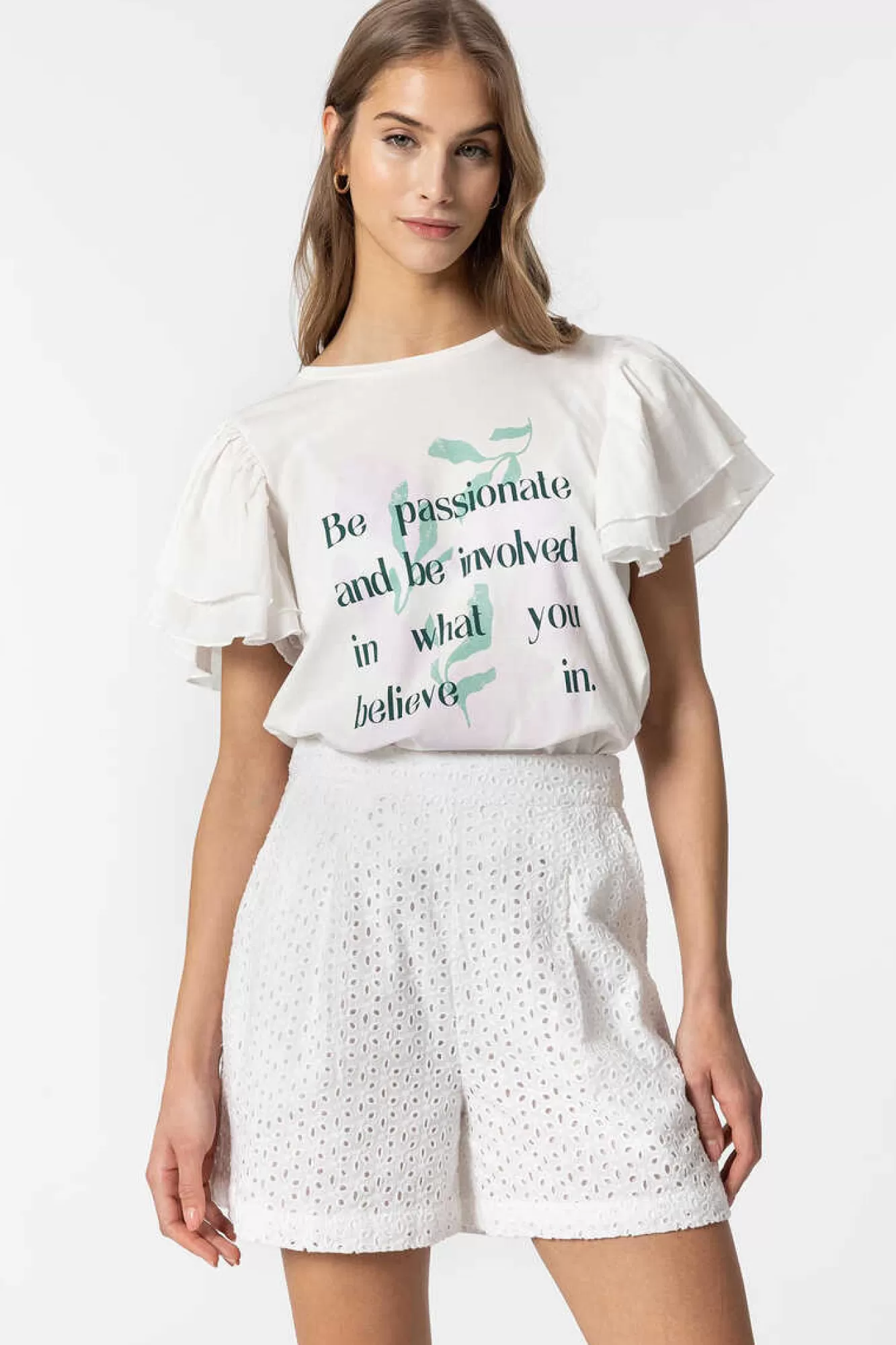 Tiffosi Camisola Com Folhos E Texto Frontal