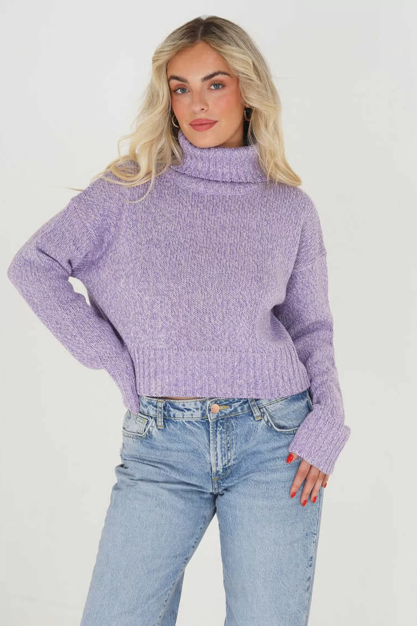 Brave Soul Camisola Cropped Jaspeada Com Gola Alta