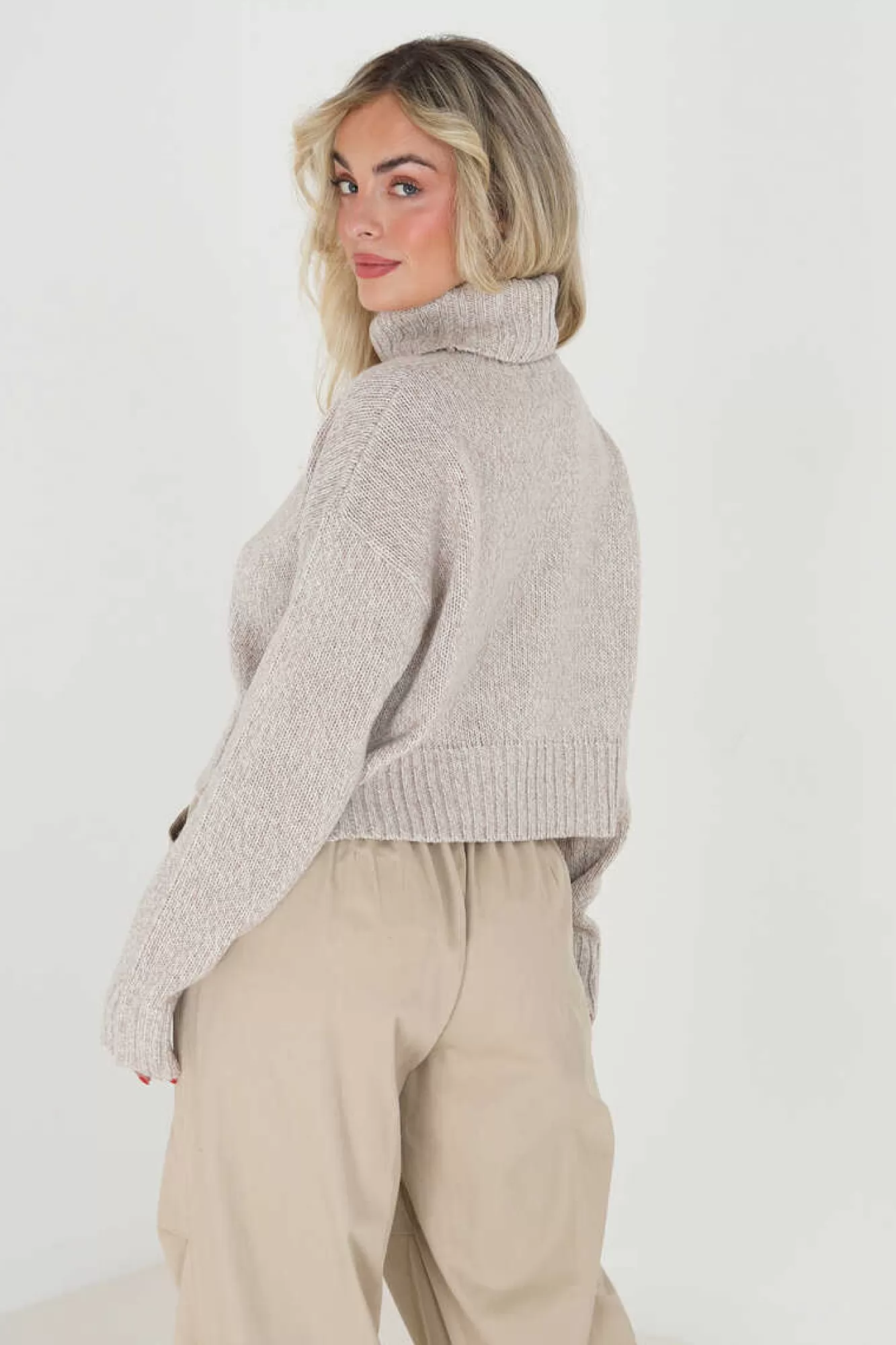 Brave Soul Camisola Cropped Jaspeada Com Gola Alta