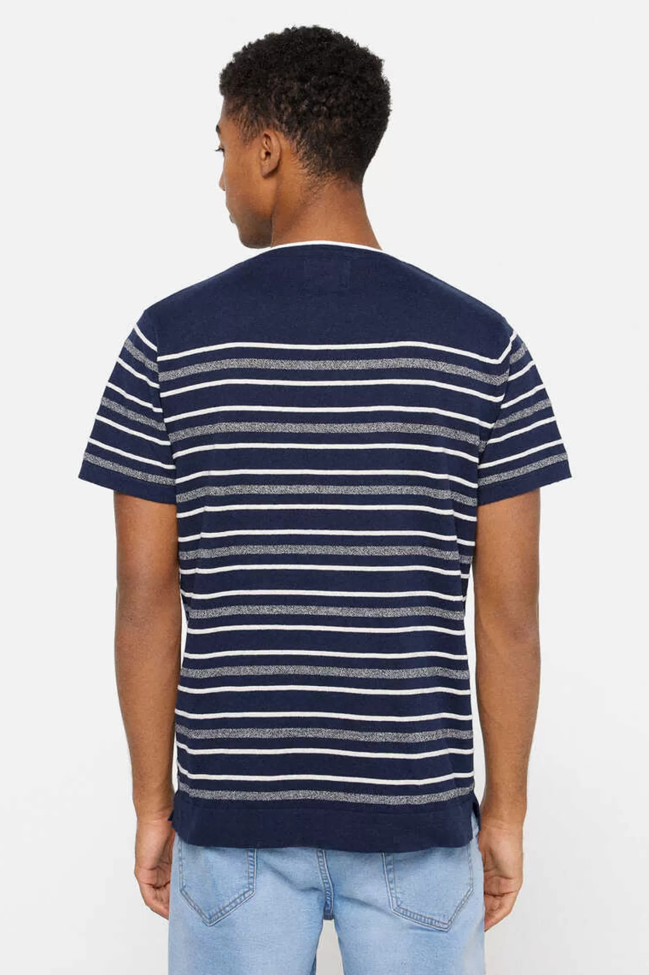 * Camisola Manga Curta Riscas Estrutura