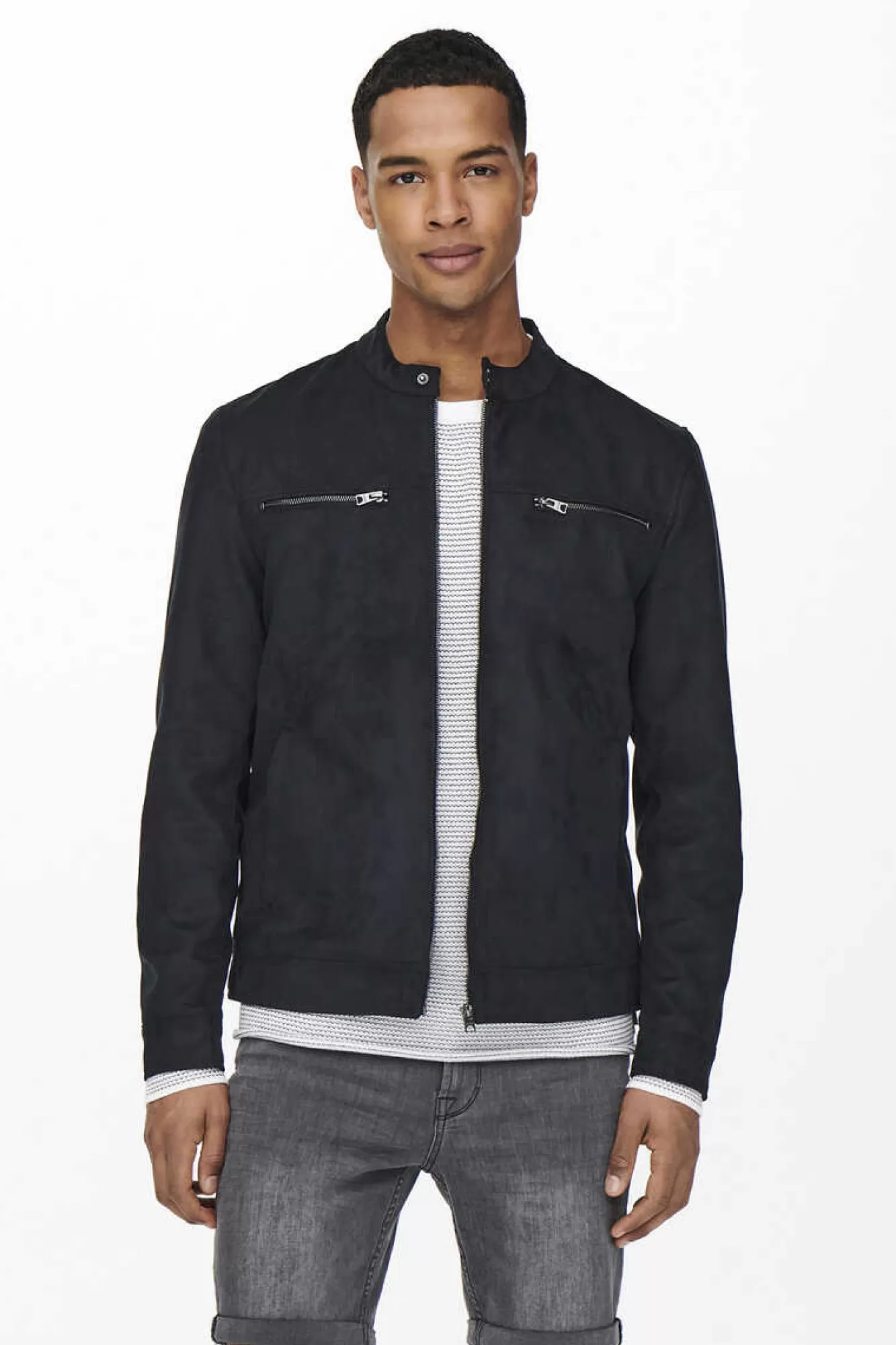 Only & Sons Casaco Biker Efeito Camurca