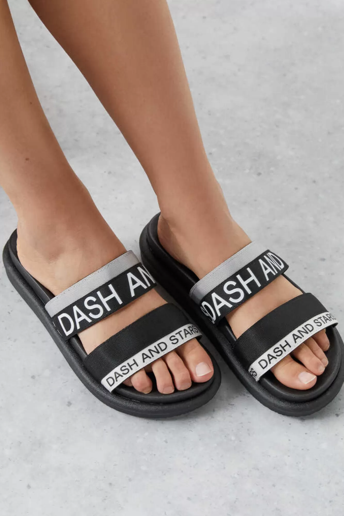 Dash and Stars Chinelos Tiras Logo Cinzento