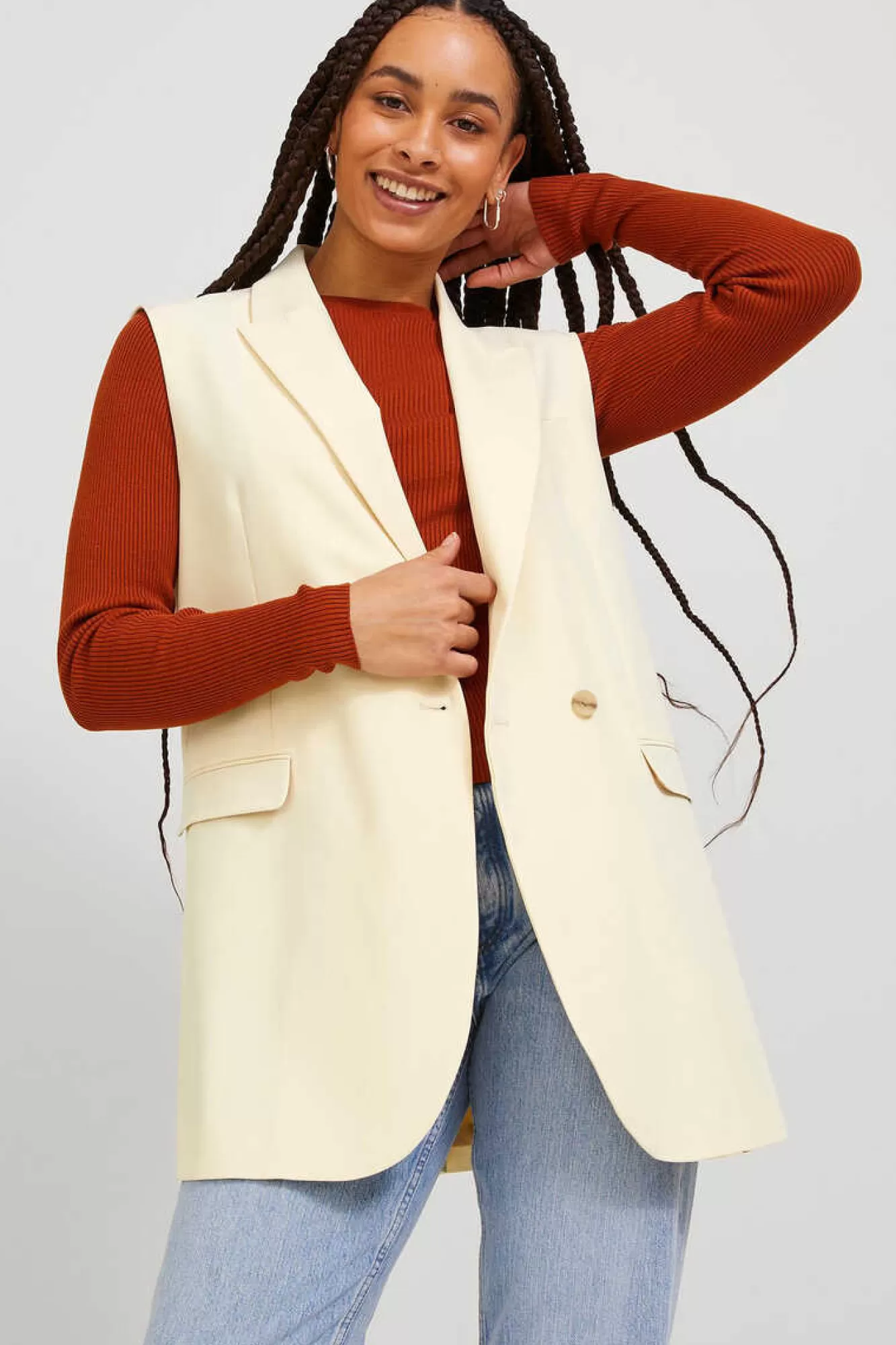 Jack & Jones Colete Comprido Tecido Tayloring