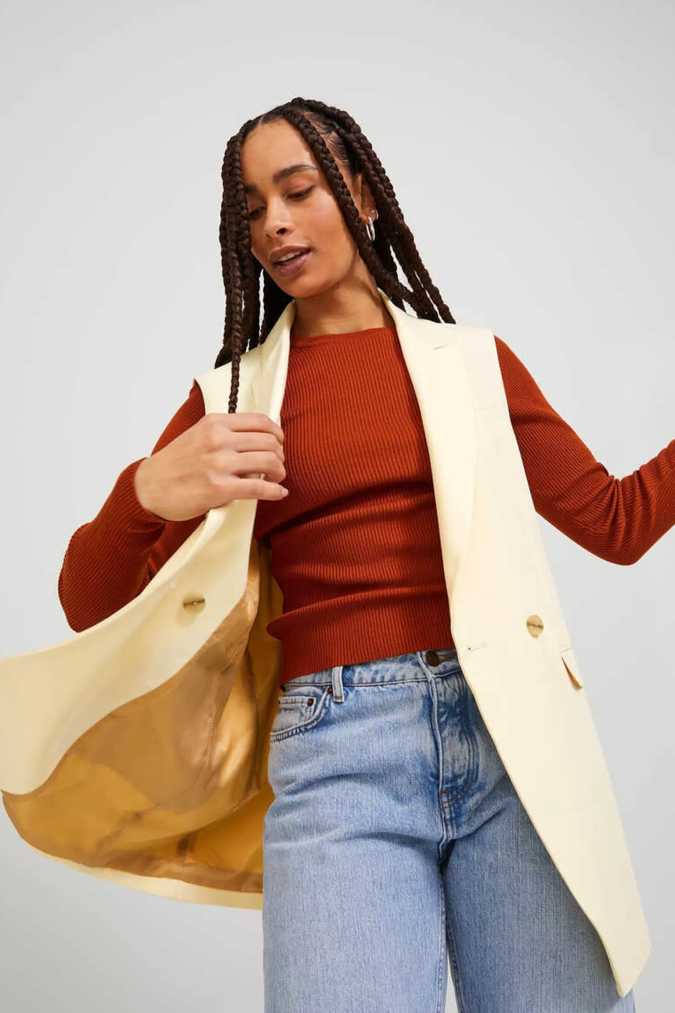 Jack & Jones Colete Comprido Tecido Tayloring