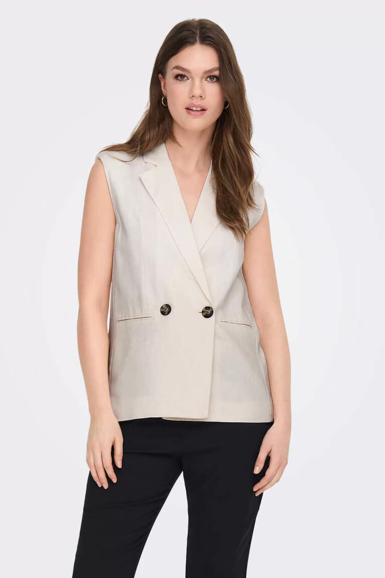 Only Colete Duplo Botao Linho E Viscose