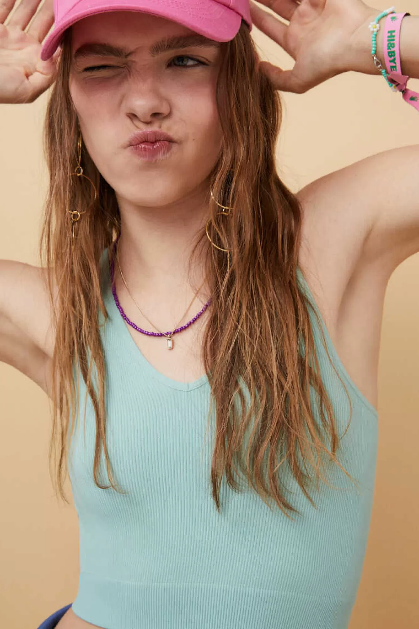 HI&BYE Crop Top Decote V Sem Costuras Azul-Escuro
