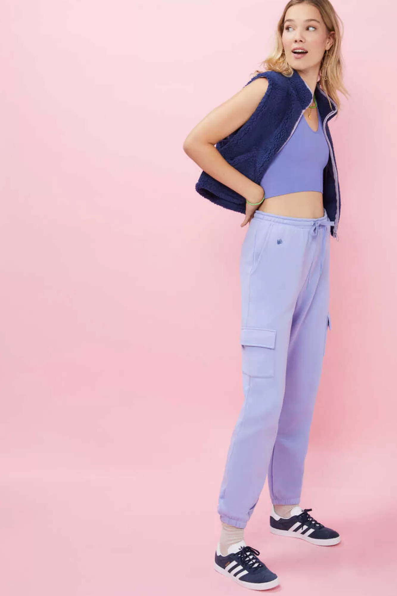 HI&BYE Crop Top Decote V Sem Costuras Cor-De-Rosa