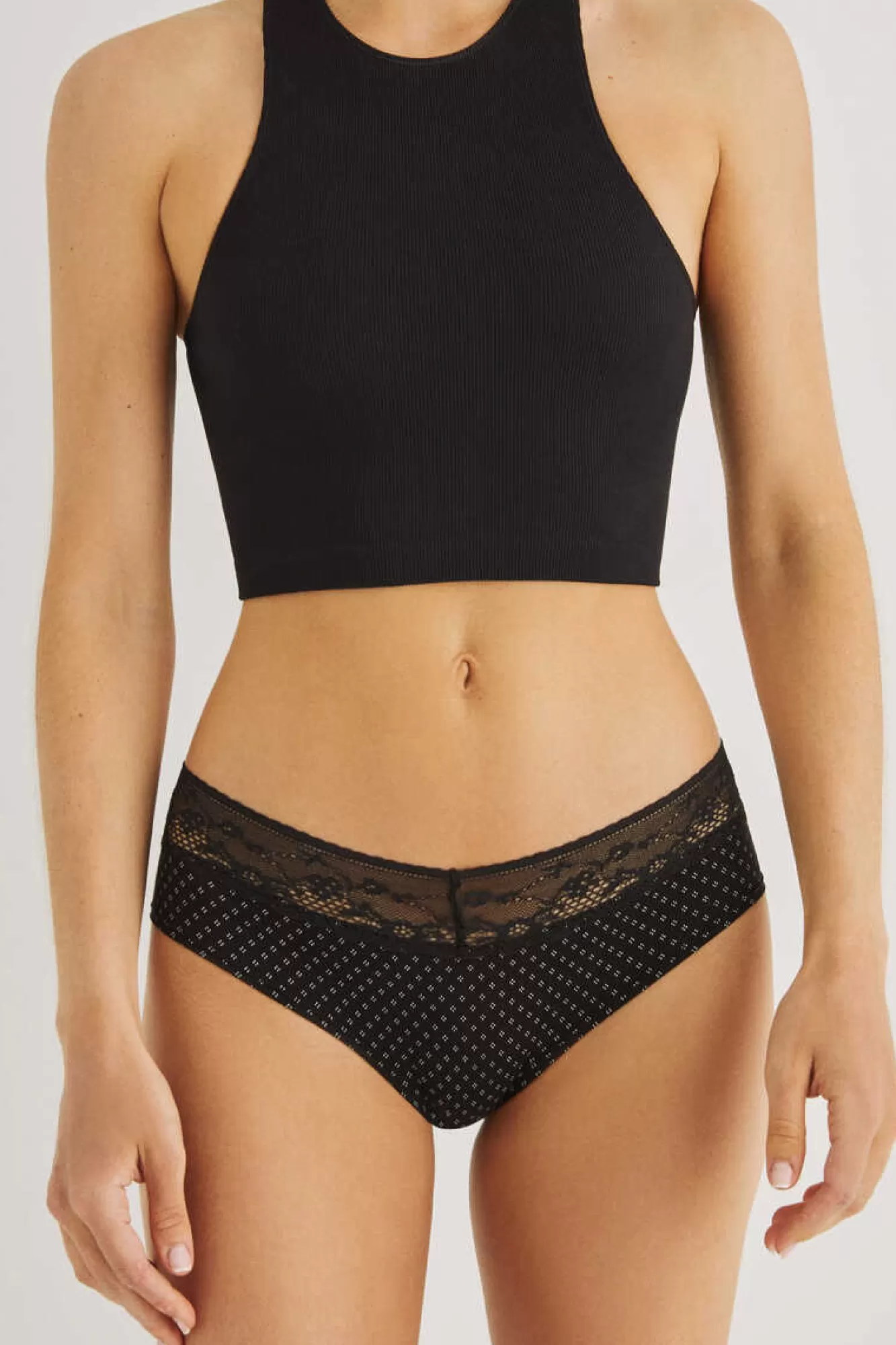 Women'secret Cuequinha Larga Algodao Renda Preta