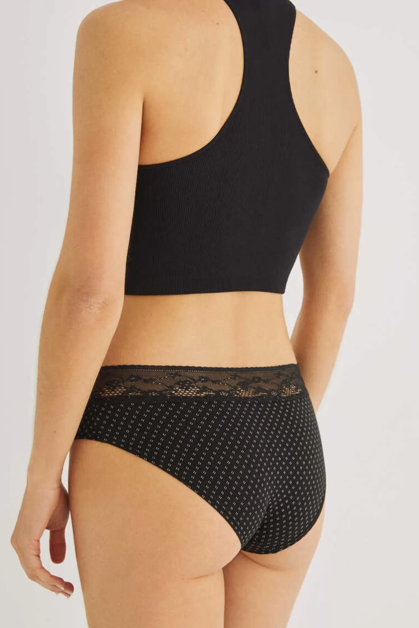 Women'secret Cuequinha Larga Algodao Renda Preta