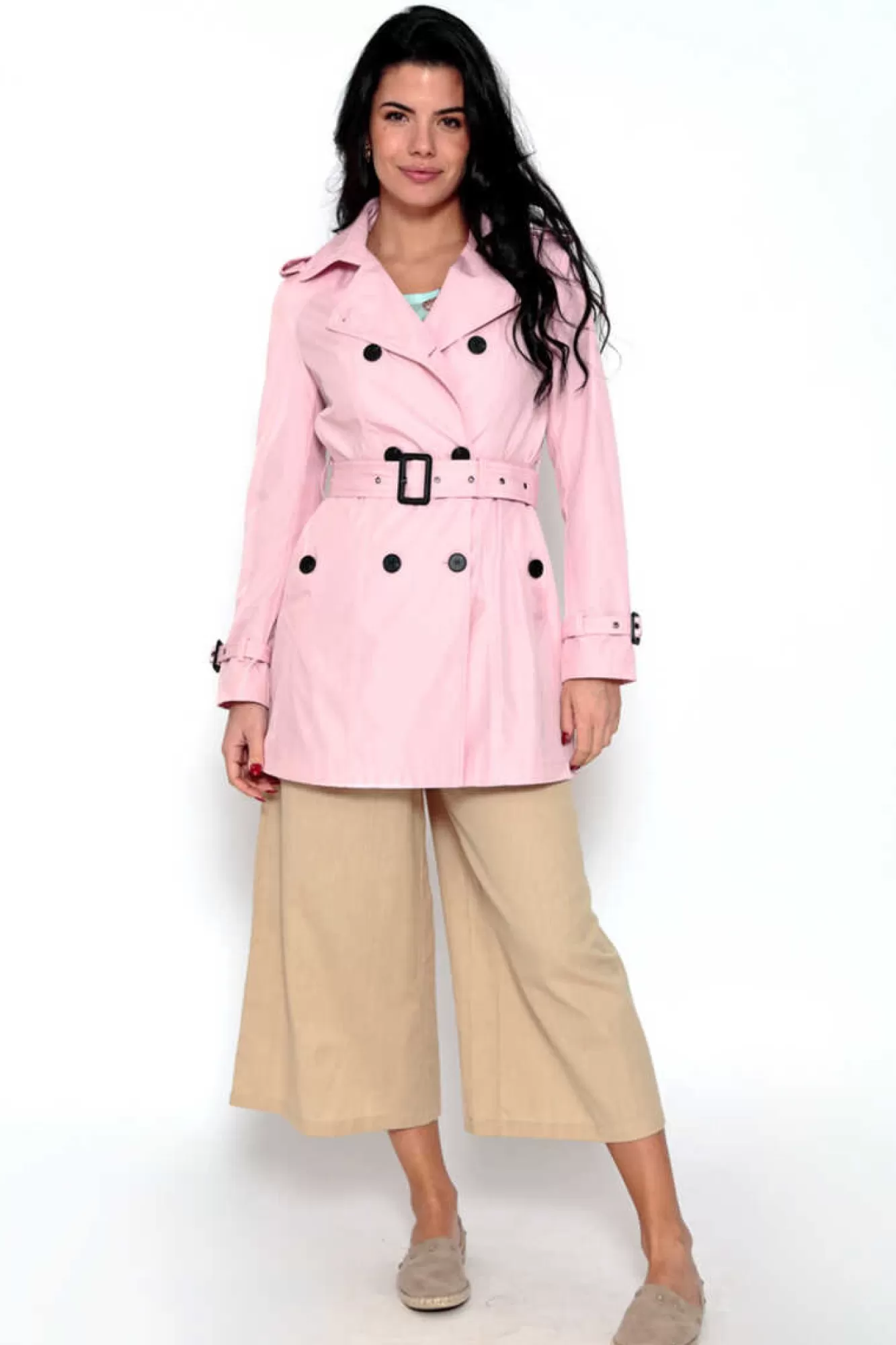 Brave Soul Gabardina Abotoada Com Cinto