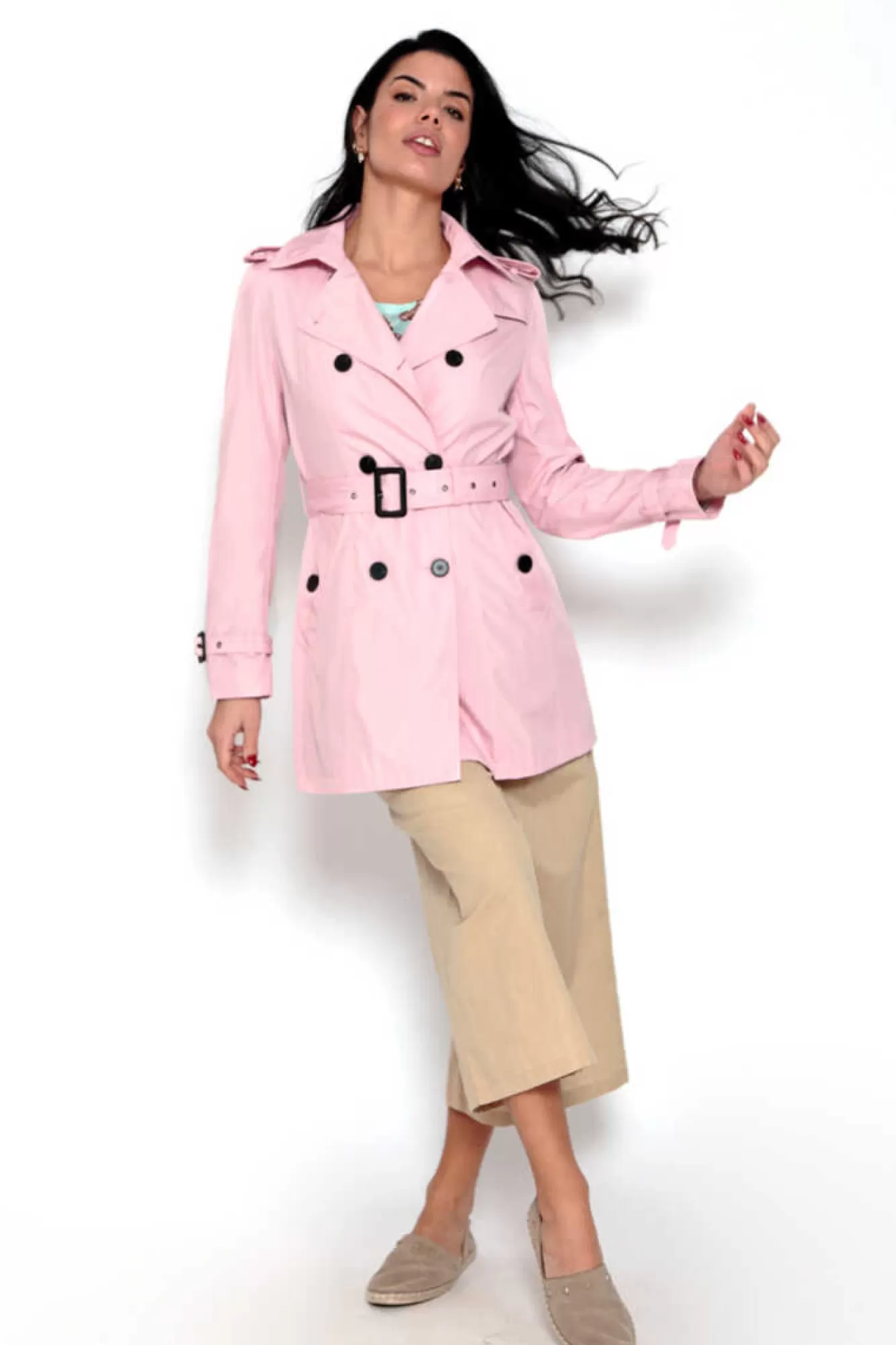 Brave Soul Gabardina Abotoada Com Cinto