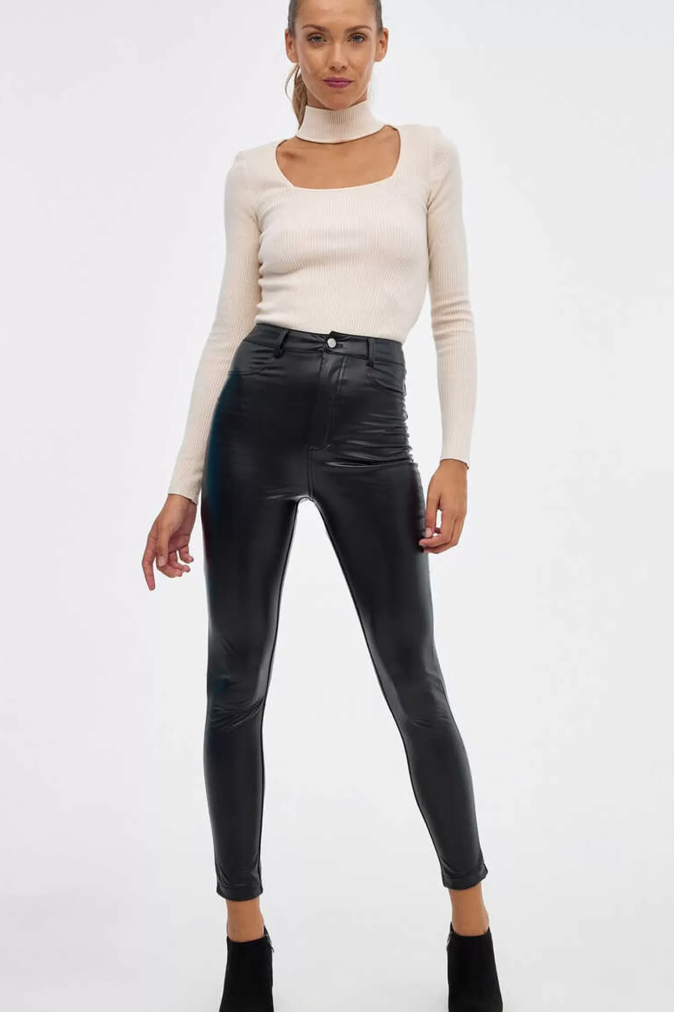 Inside Leggings Cintura Alta Efeito Pele