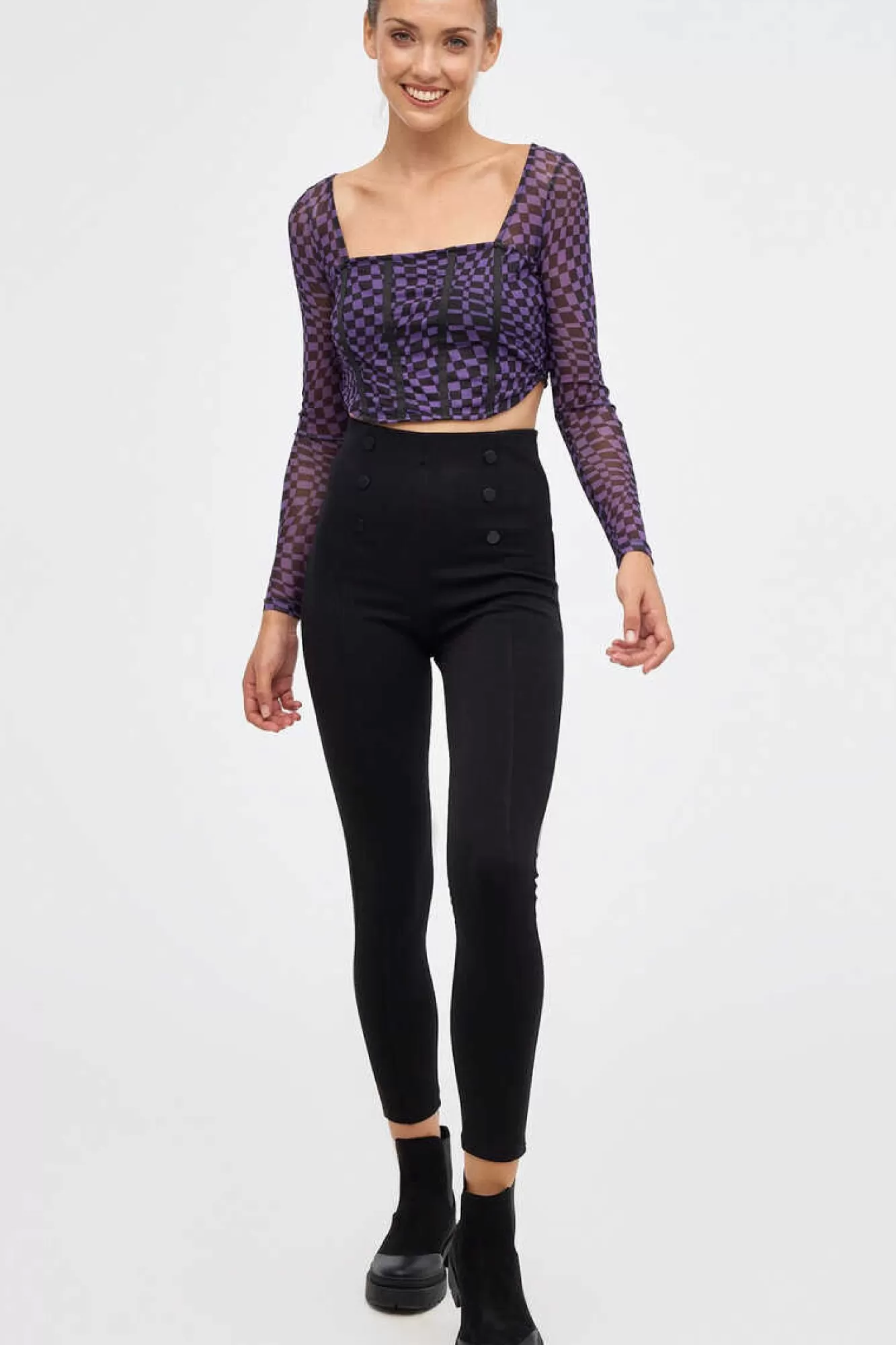 Inside Leggings High Waist Botoes